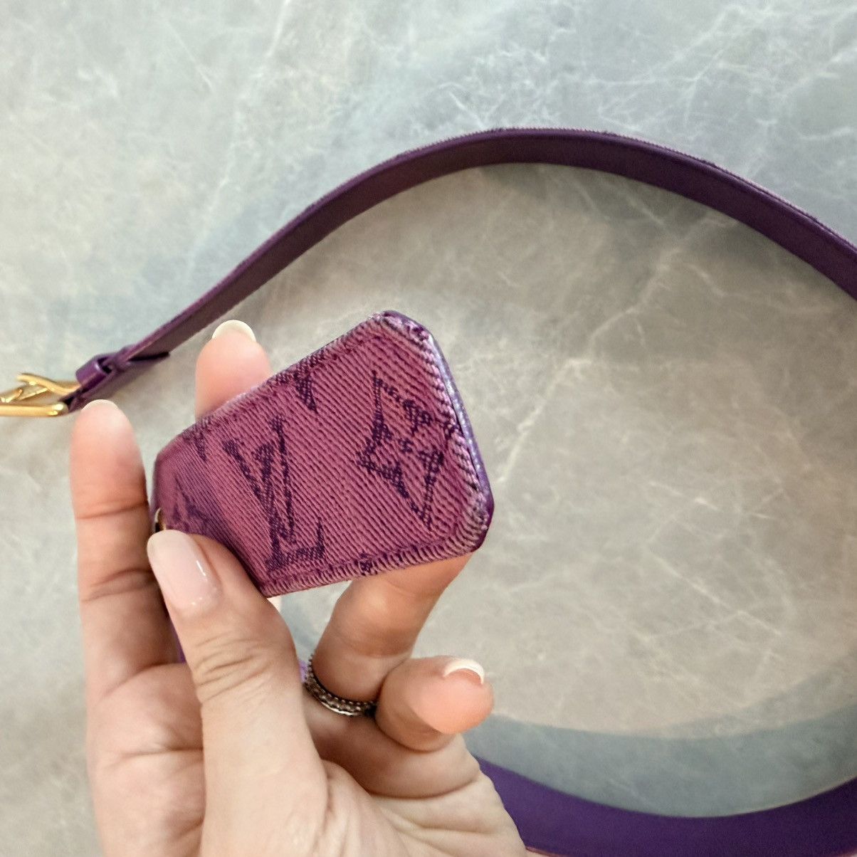 Louis Vuitton 2019 monogram denim 95cm belt purple Size ONE SIZE - 13 Thumbnail