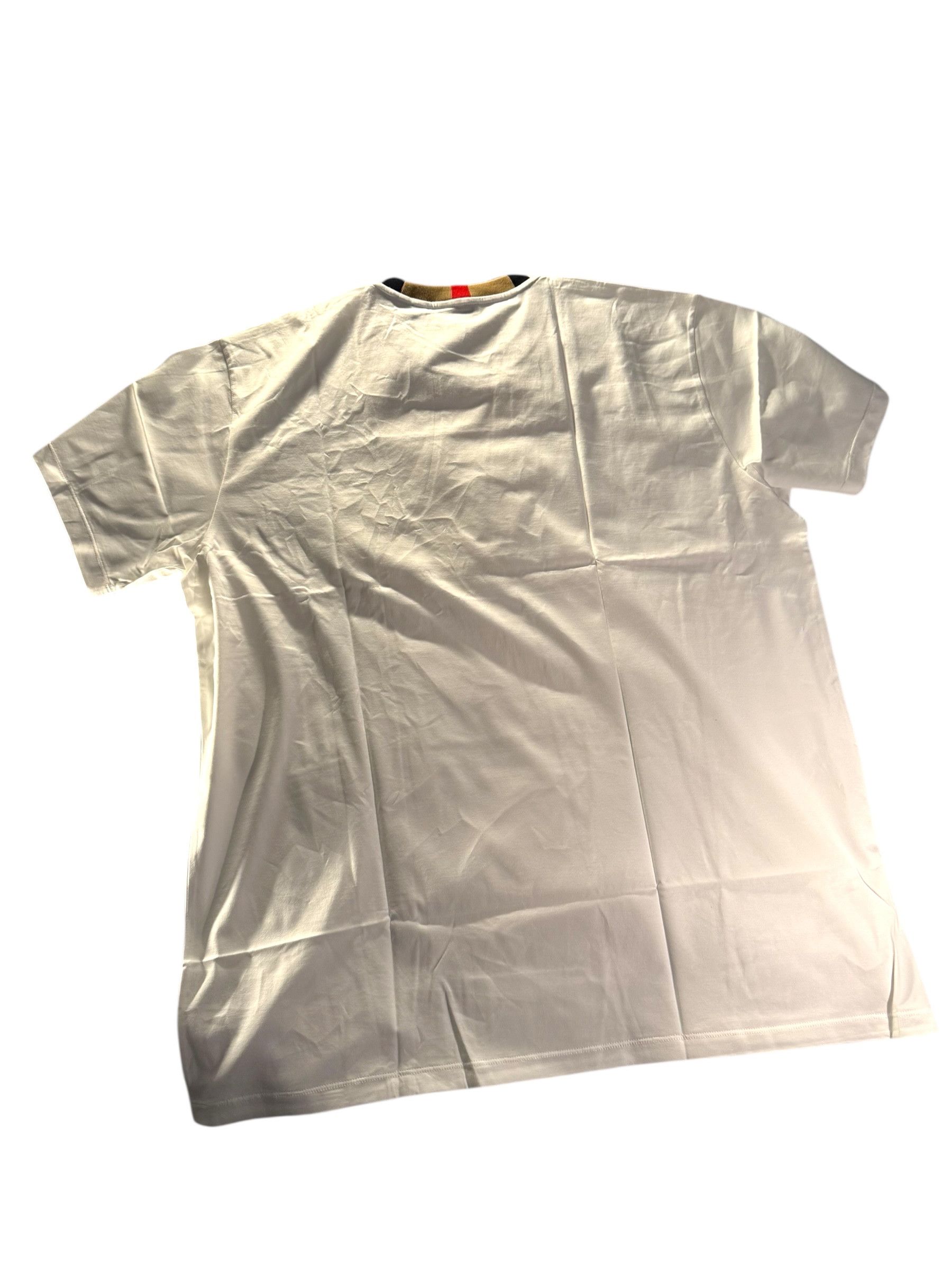Burberry Burberry Check Trim Cotton T-shirt with Embroidered Logo Size US XL / EU 56 / 4 - 2 Thumbnail