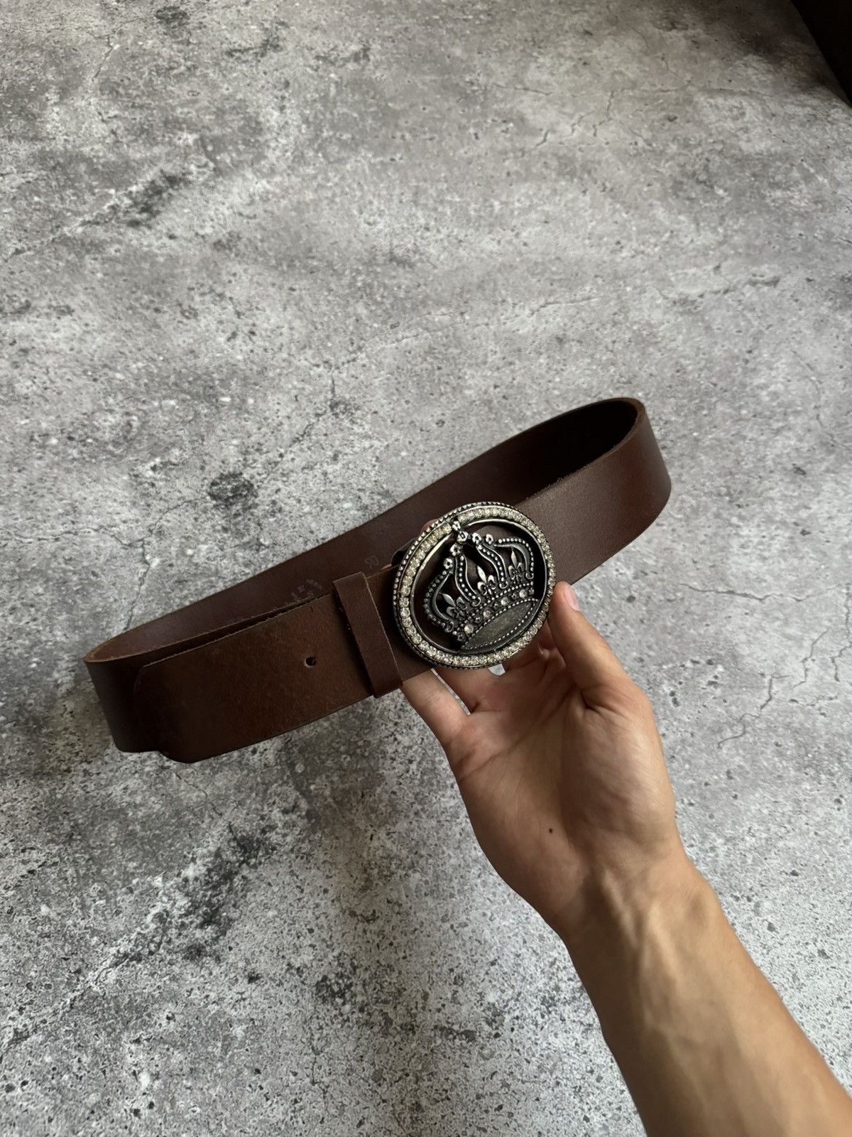 Vintage Vintage Y2K Crown leather avant garde belt Size ONE SIZE - 9 Thumbnail