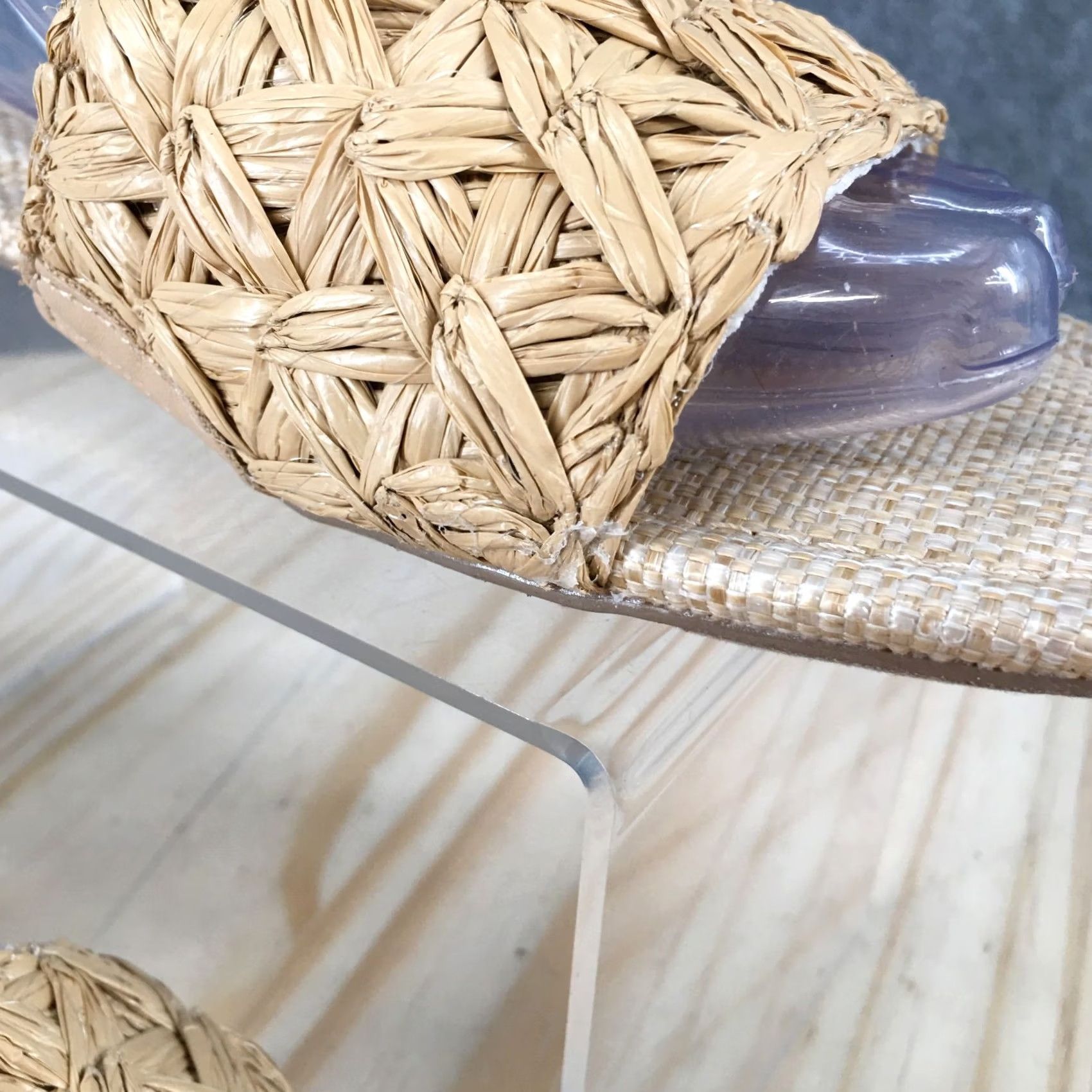 Vintage A New Day Sandals Womens 8 Ariella Woven Raffia Slip On Slide Flats Beige Casual Size US 8 / IT 38 - 3 Thumbnail