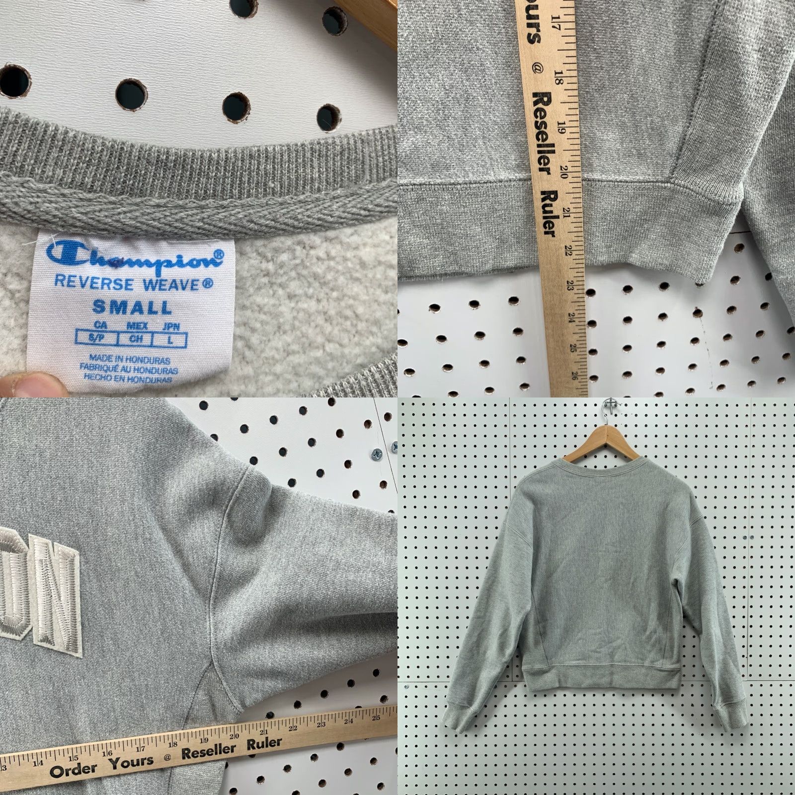 Champion Champion Sweatshirt Women Small Gray Embroidered Spellout Reverse Weave Pullover Size S / US 4 / IT 40 - 9 Thumbnail
