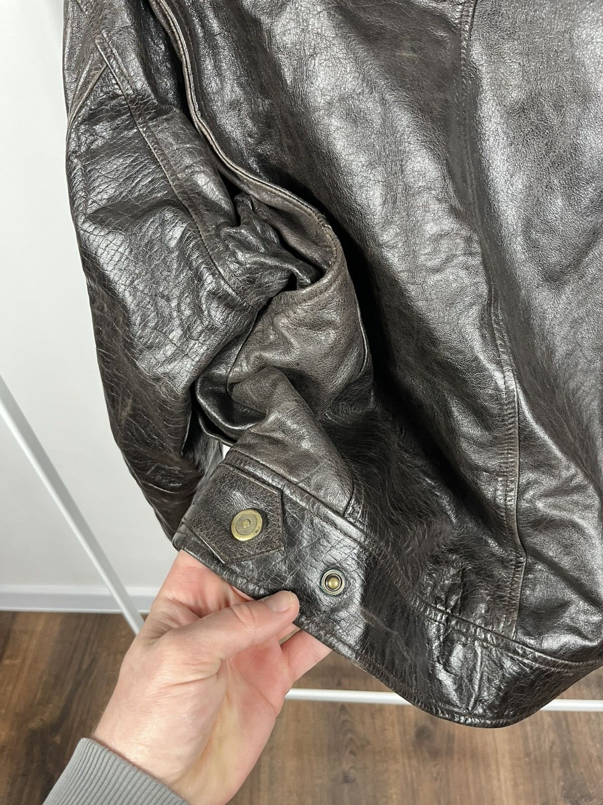 Leather Vintage Heavy Leather Jacket Brown Quilted Lining Biker M Size US M / EU 48-50 / 2 - 15 Thumbnail