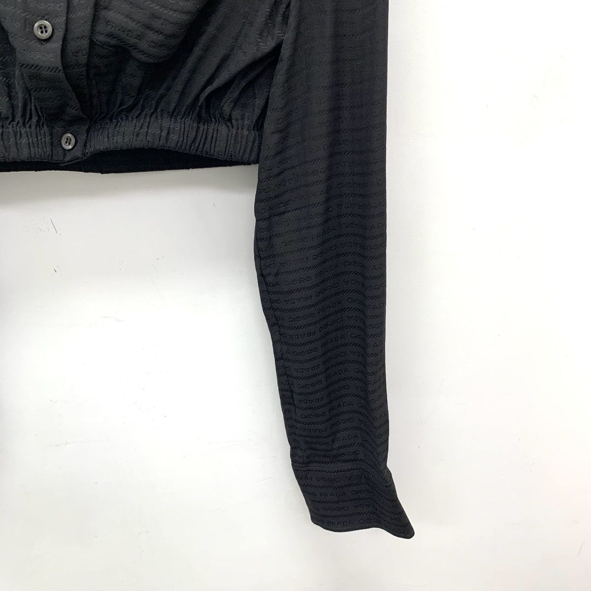 Prada Prada All Over Logo Print Silk Long Sleeve Shirt K26WX Size M / US 6-8 / IT 42-44 - 4 Thumbnail