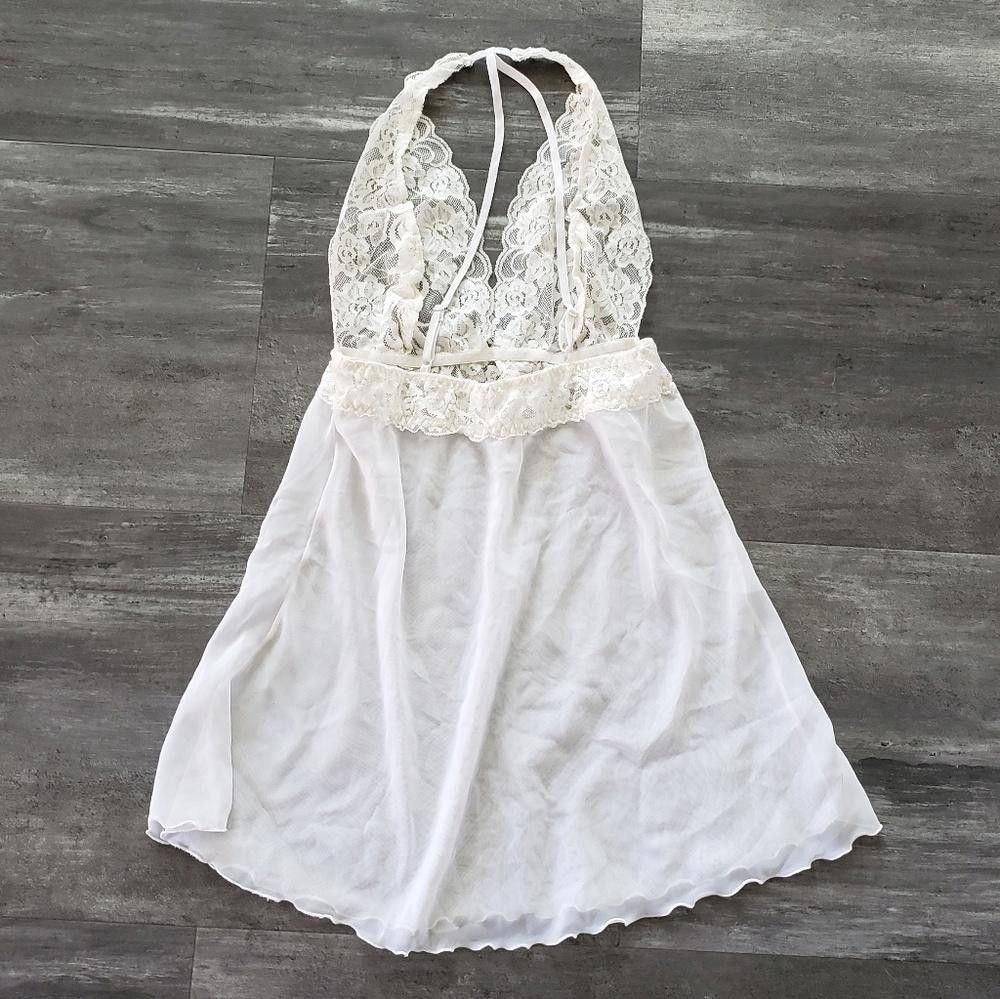 Designer White Laced Babydoll Fredericks Lingerie Nightie Size ONE SIZE - 2 Thumbnail