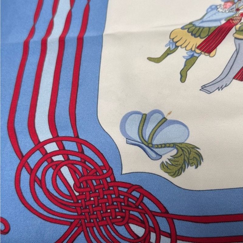 Hermes Hermes silk scarf red/blue colorway/whimsical sleds horses Size ONE SIZE - 9 Thumbnail