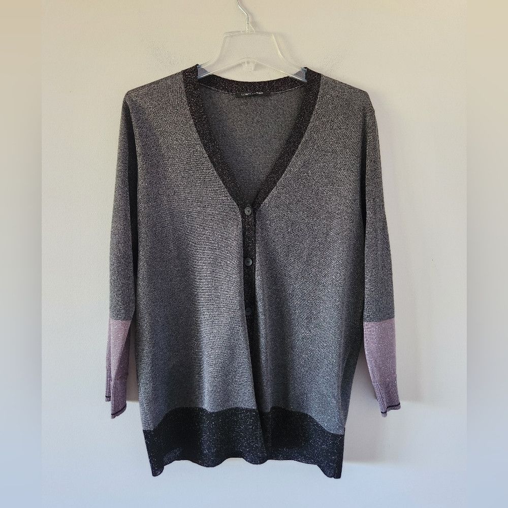 Luisa Cerano LUISA CERANO | Metallic Sweater Cardigan Silver Purple Sz 8 Size M / US 6-8 / IT 42-44 - 1 Thumbnail