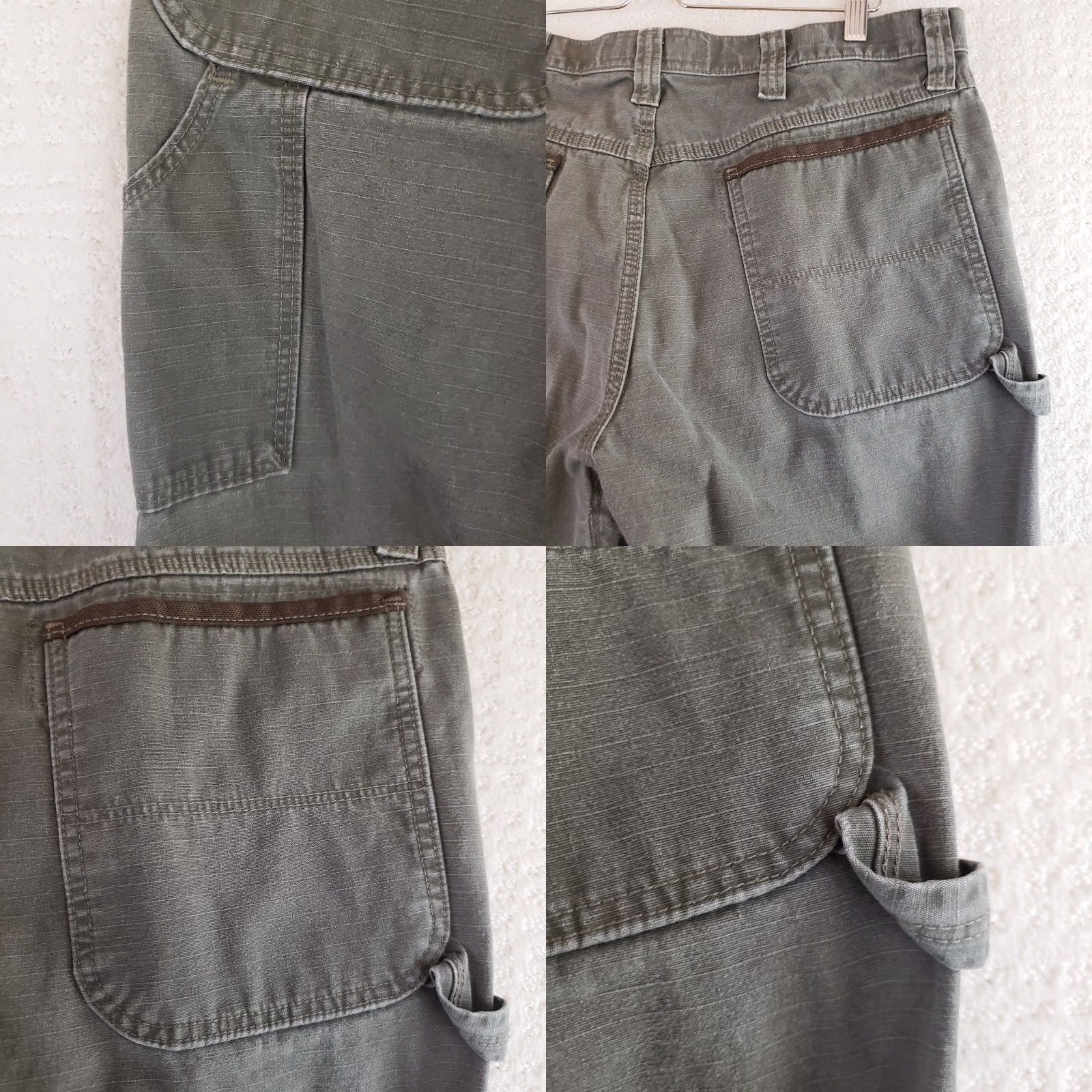 Wrangler VINTAGE Wrangler RIGGS Workwear Mens Brown Carpenter Work Pants 35X30 Green Ripstop Size US 35 - 10 Thumbnail