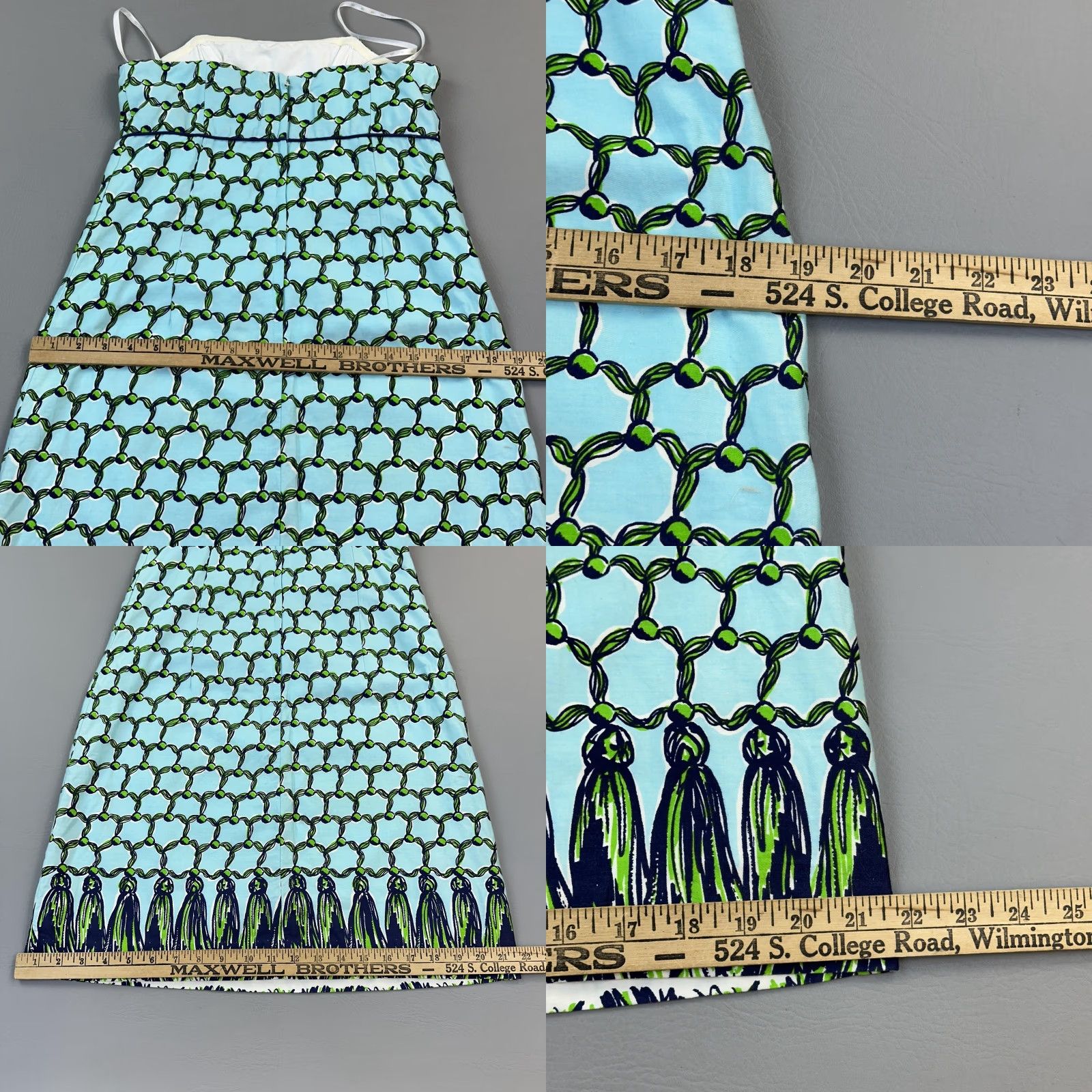 Lilly Pulitzer Lilly Pulitzer Dress Women's 4 Blue Green Strap Bowen Tassel Print Summer Boho Size S / US 4 / IT 40 - 8 Thumbnail