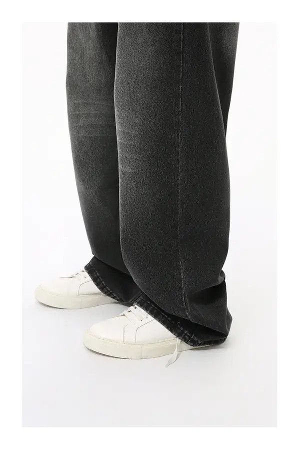 Japanese Brand Kan Vintage Washed Lightning Pattern Wide Leg Loose Jeans Size US 32 / EU 48 - 4 Thumbnail