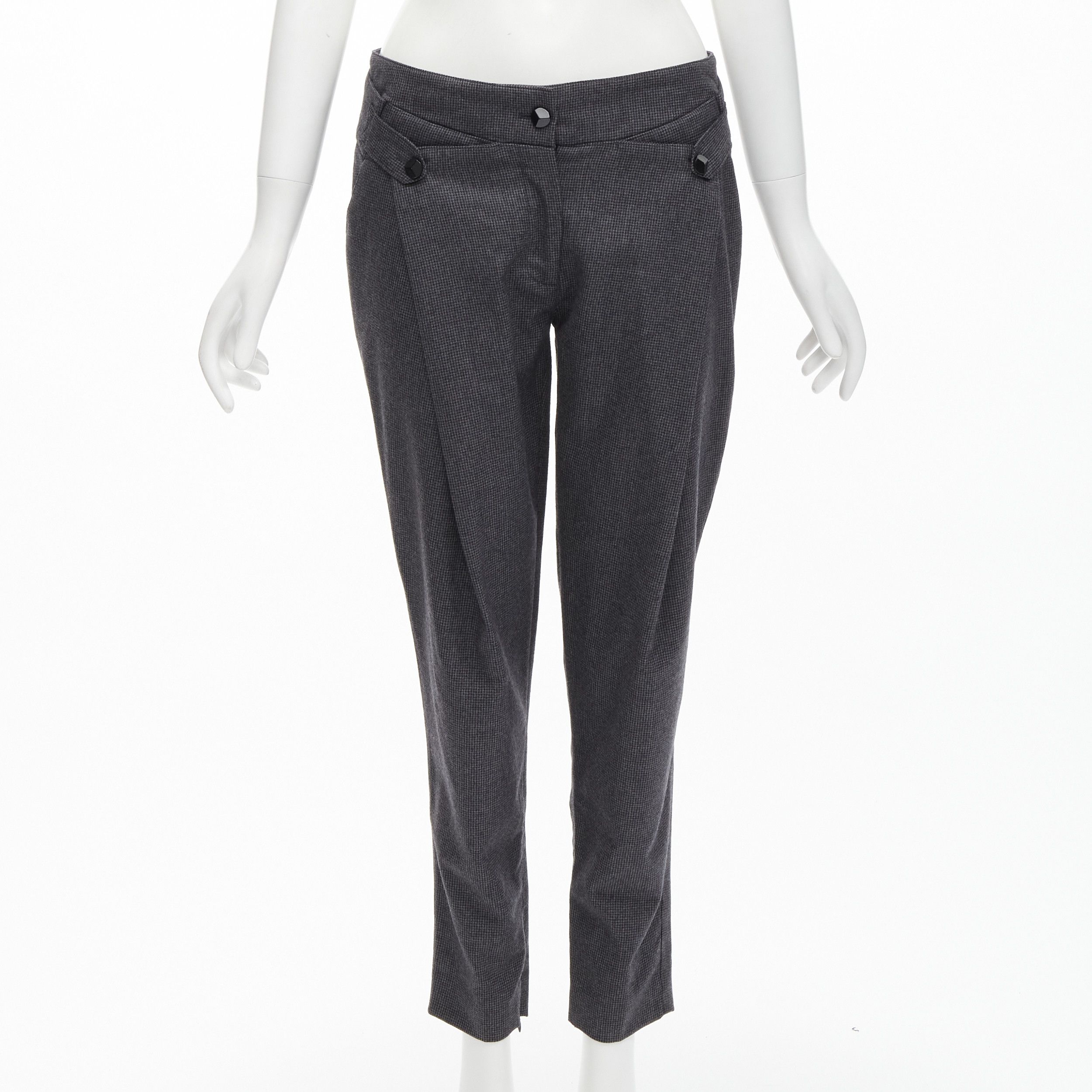 Stella McCartney STELLA MCCARTNEY 100% wool grey houndstooth structural pleat pants IT38 XS Size 26" / US 2 / IT 38 - 1 Thumbnail