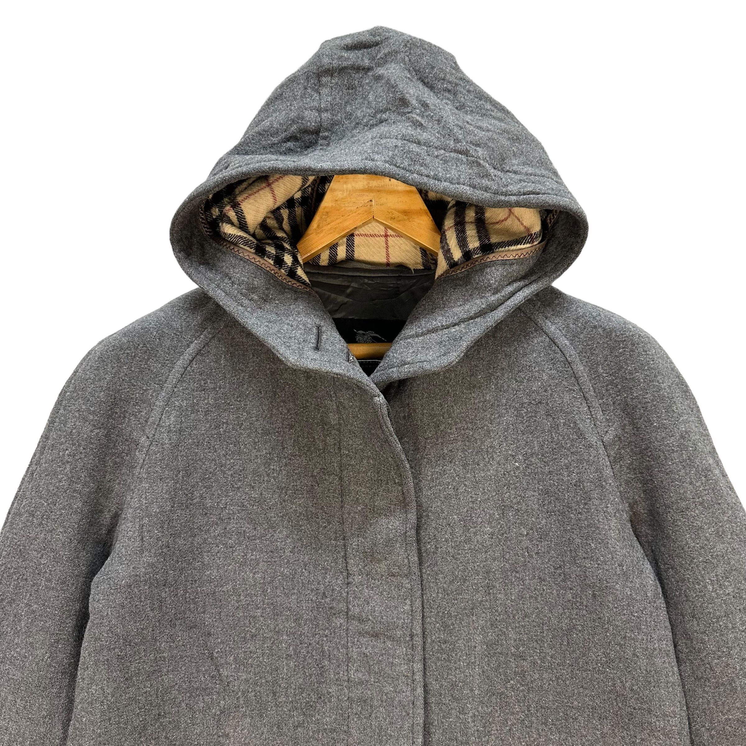 Burberry BURBERRY London Pure Wool Nova Check Hooded Coat #A39-0890 Size XS / US 0-2 / IT 36-38 - 2 Thumbnail