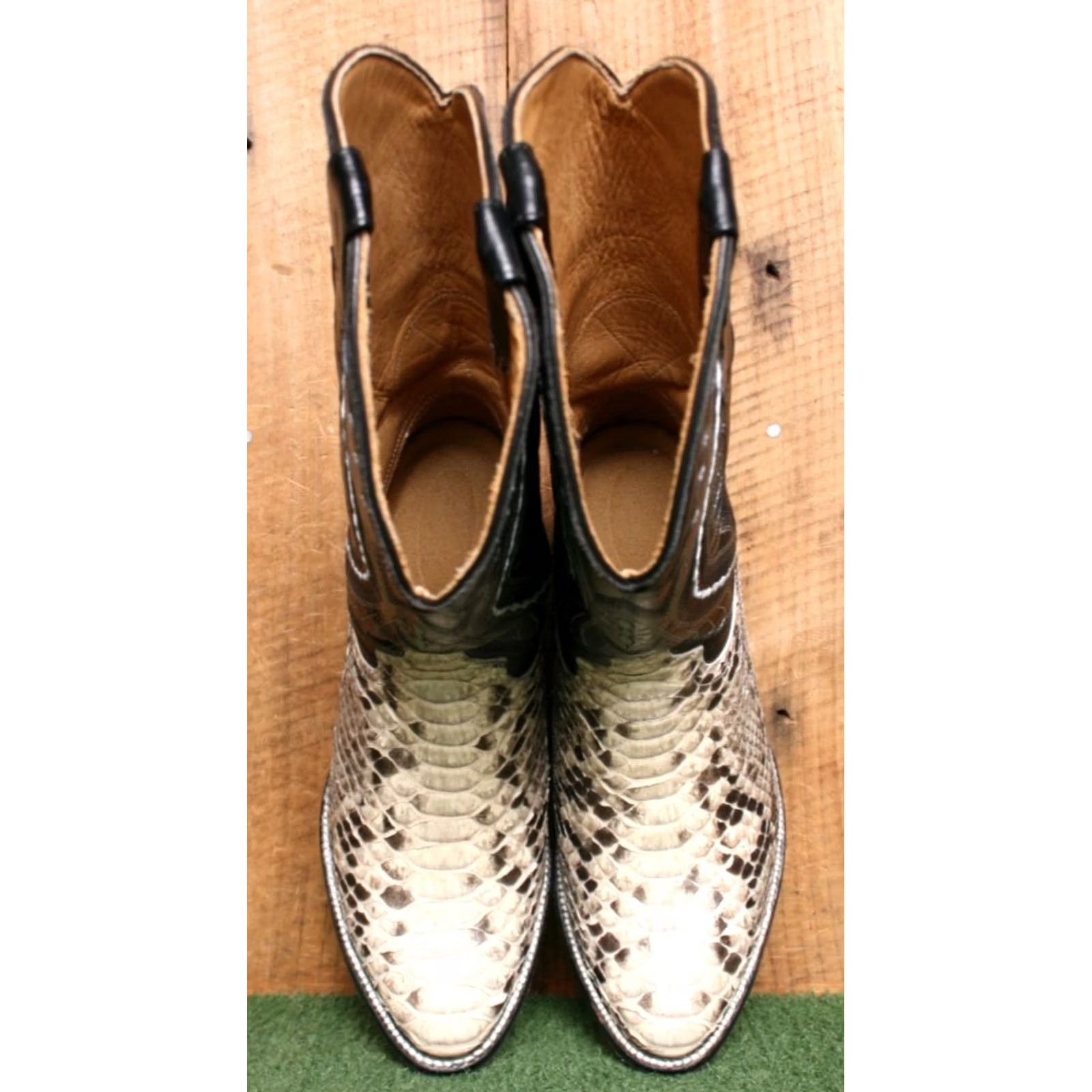 Vintage Don Cuco's Western Boots MEX 26 EEE ≈ US 7.5 EE Men's Snakeskin Leather Black Brown Western Cowboy Pull On Boots Size US 8 / EU 41 - 7 Thumbnail