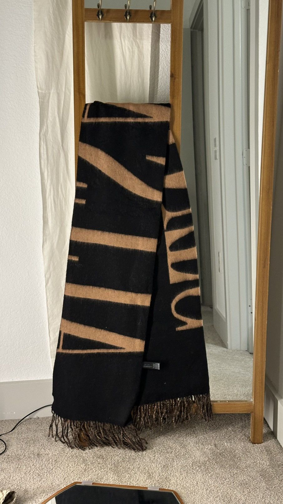 Reversible Wool Logo Blanket Scarf