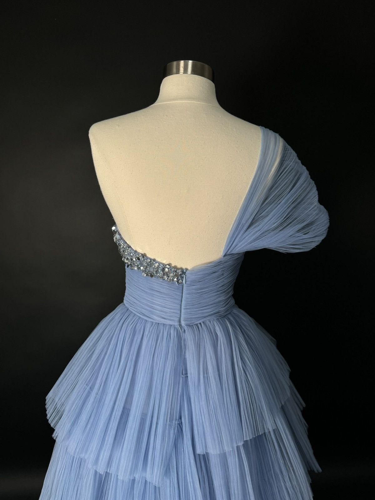Other Brand New US 4 GEORGES HOBEIKA Blue Tiered Tulle Gown Size S / US 4 / IT 40 - 5 Thumbnail