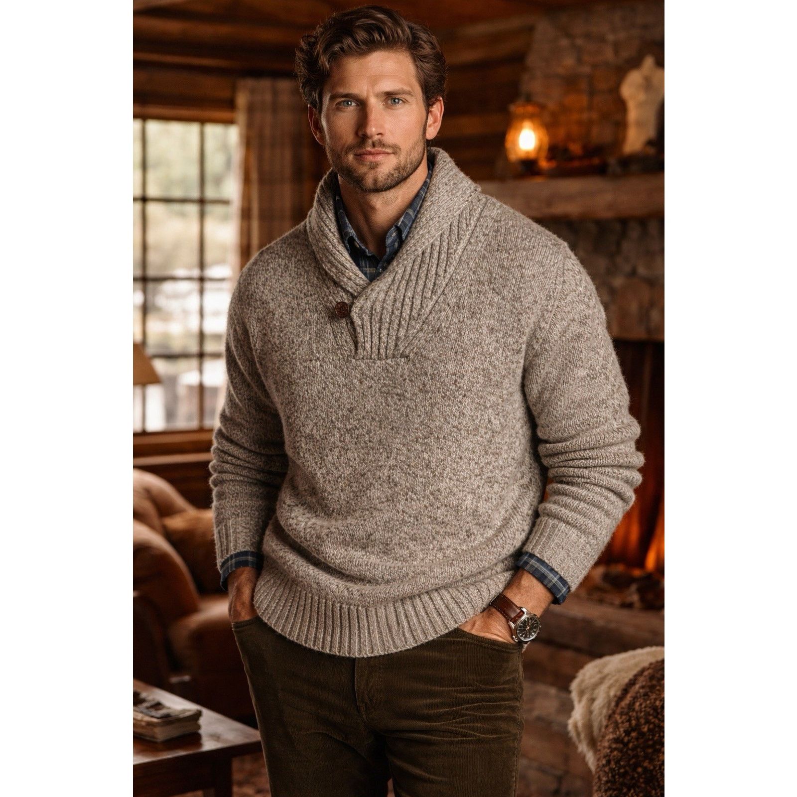L.L. Bean Chunky Knit Shawl Collar Sweater Men’s XXL Wool Blend EUC Size US XXL / EU 58 / 5 - 1 Thumbnail