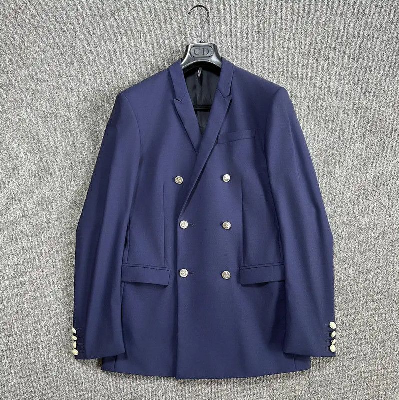 Dior Dior Men's Navy Wool Double-Breasted Blazer 0089 Size US M / EU 48-50 / 2 - 1 Thumbnail