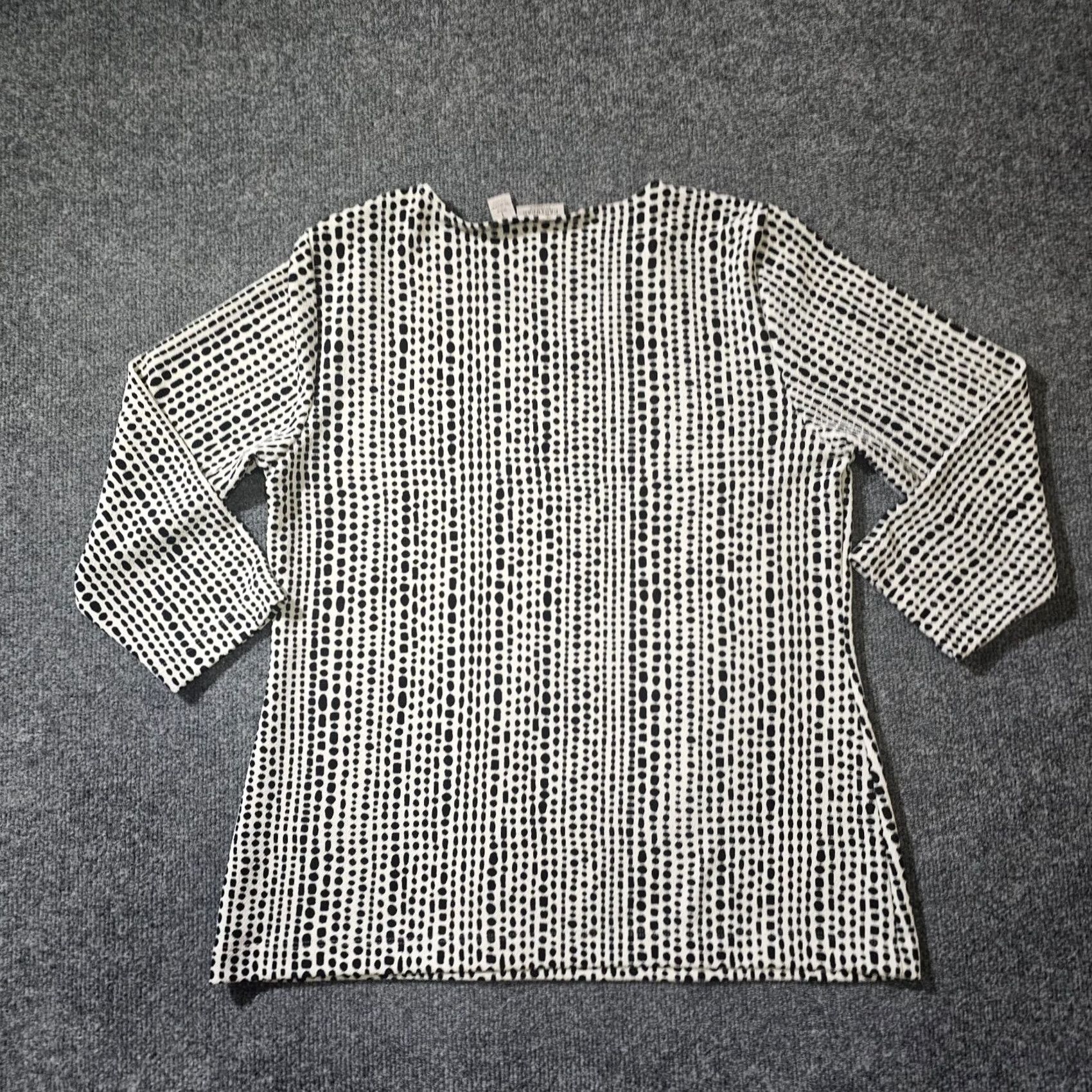 Vintage Chicos Easywear Top Shirt Womens Medium White Polka Dot 3/4 Sleeve No Iron Stretchy Career Blouse Size M / US 6-8 / IT 42-44 - 7 Thumbnail