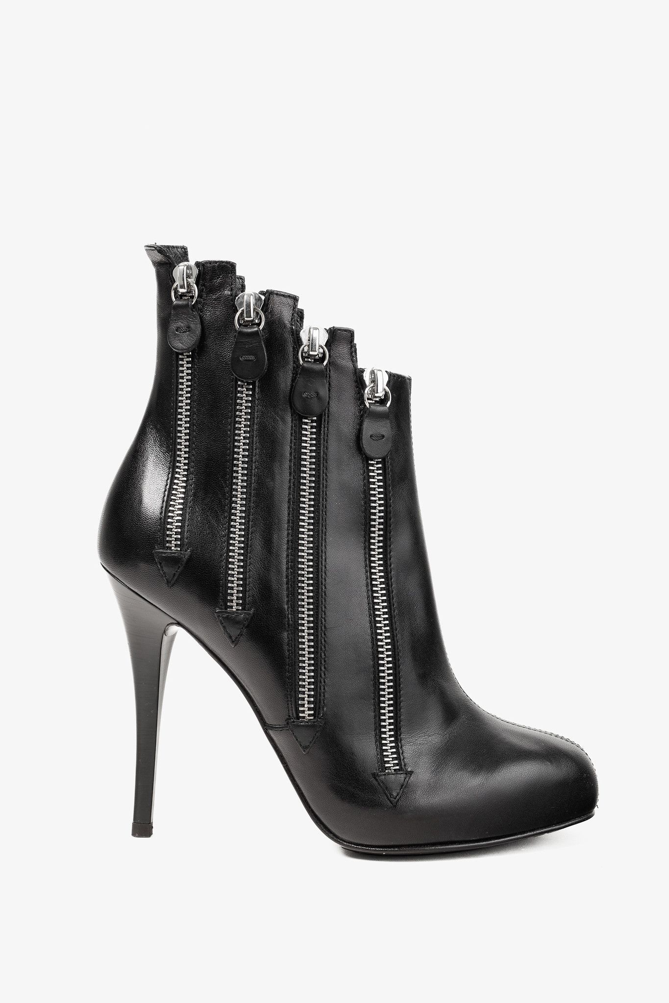 Giuseppe Zanotti Giuseppe Zanotti Black Round-Toe Multi-Zip Booties Size US 7.5 / IT 37.5 - 1 Thumbnail