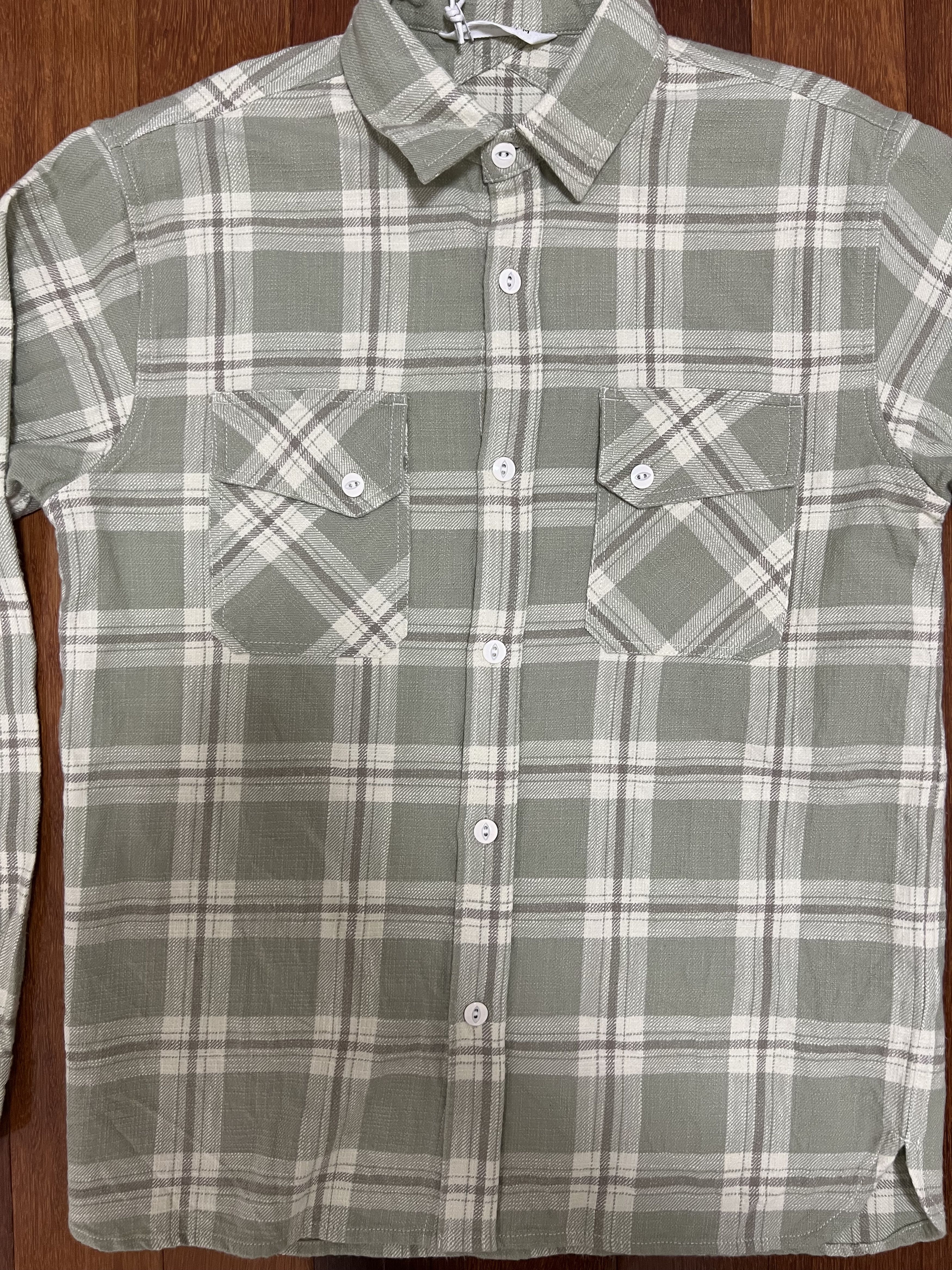 3sixteen 💚 3sixteen Crosscut Flannel Seafoam Green Slub Check NEW Size US M / EU 48-50 / 2 - 8 Thumbnail