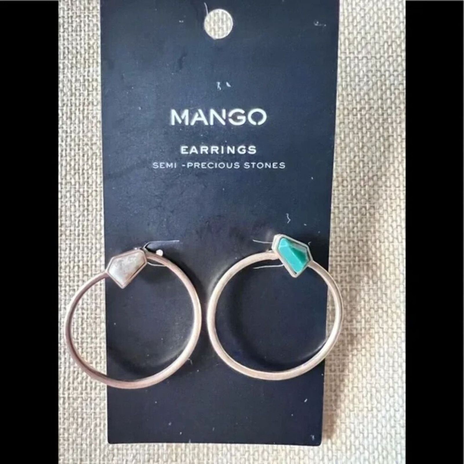 Mango Mango Simi Precious Stones Hoop Earrings New Size ONE SIZE - 2 Thumbnail