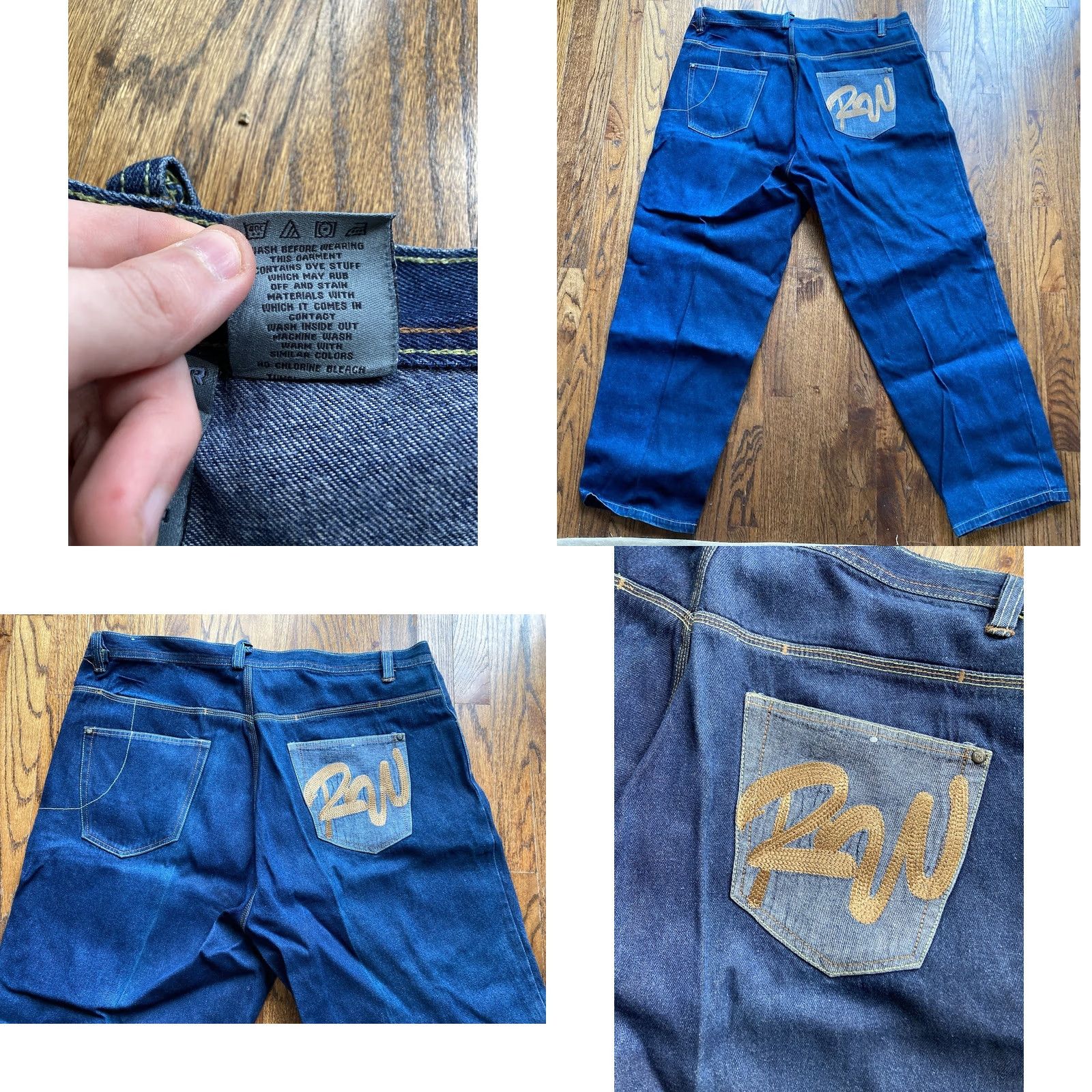 Rocawear VTG Rocawear Jeans Mens Size 44x34 Denim Blue 5-Pocket Regular Hip Hop Wide-Leg Y2K Baggy Linen Blend Statement Fit: Regular Men's Jeans Size US 44 / EU 60 - 9 Thumbnail