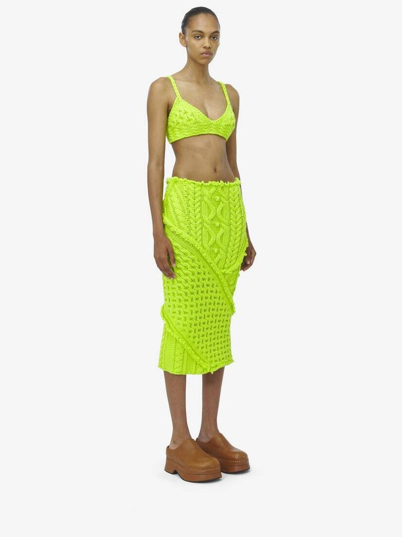 Alexander McQueen o1srvl11e0326 Cable Knit Pencil Skirt in Yellow Size 28" / US 6 / IT 42 - 3 Thumbnail