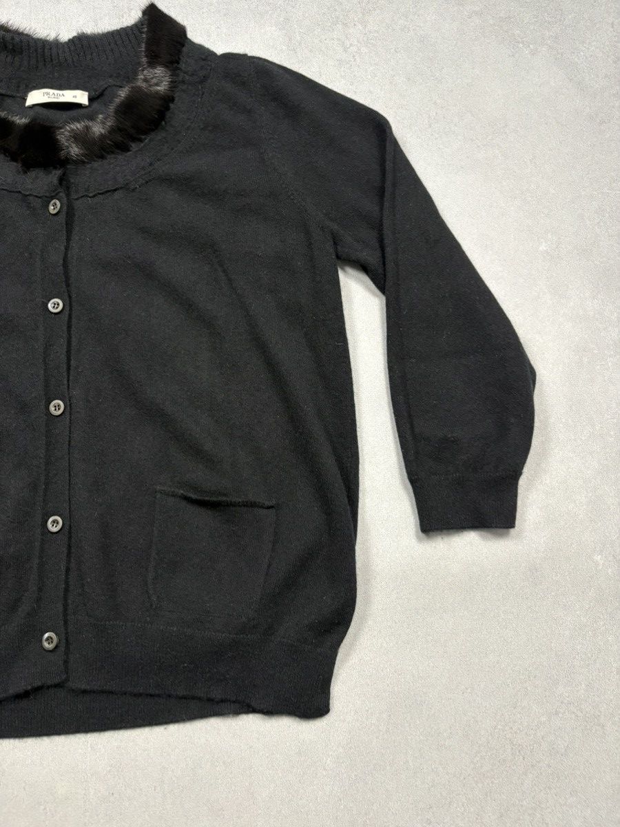 Prada Prada Milano Cashmere Cardigan Mink Fur Collar Black Size 46 Size L / US 10 / IT 46 - 7 Thumbnail