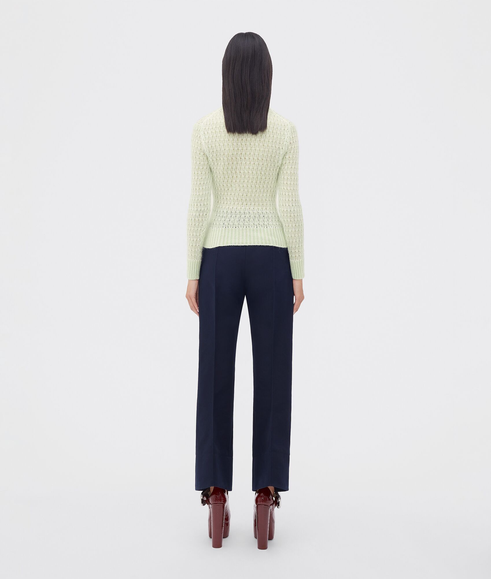 Bottega Veneta o1bcso1str0225 Wool Mohair Lace Effect Jumper Pistachio Size XS / US 0-2 / IT 36-38 - 3 Thumbnail