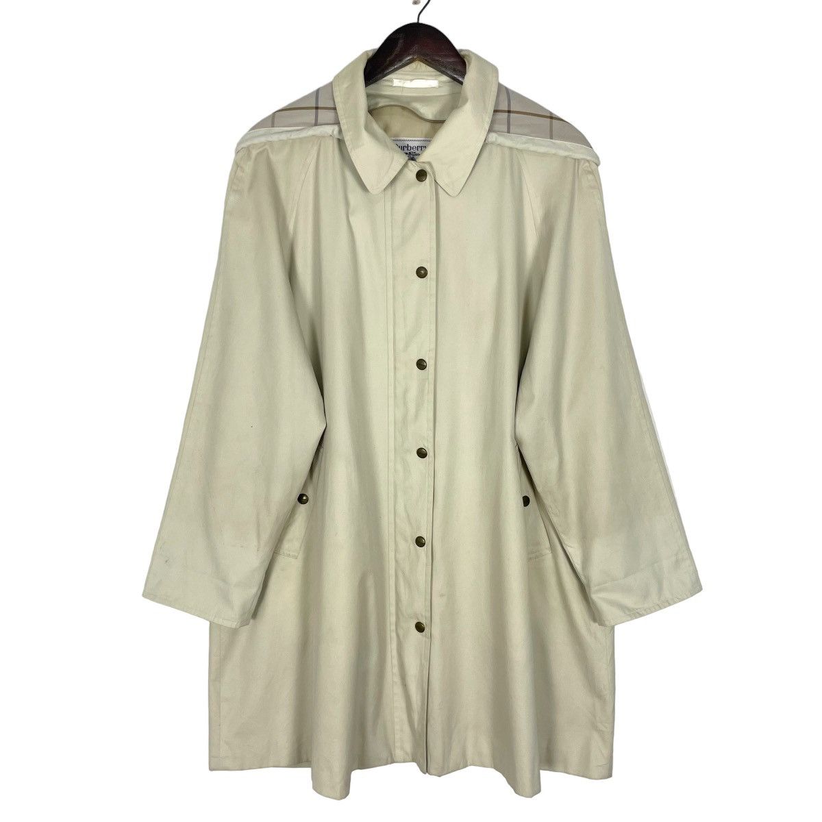 Burberry Vintage 90s Burberrys Trench Coat Hoodie Button Up Jacket Size US L / EU 52-54 / 3 - 1 Thumbnail