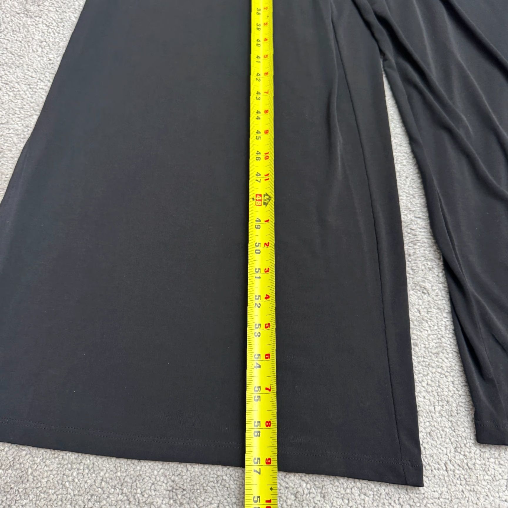 MAGGY LONDON VINTAGE? No — Maggy London Wideleg Jumpsuit Women 12 Black Side Slit Stretch Drawstring Halter Sleeveless Size 34" / US 12 / IT 48 - 7 Thumbnail