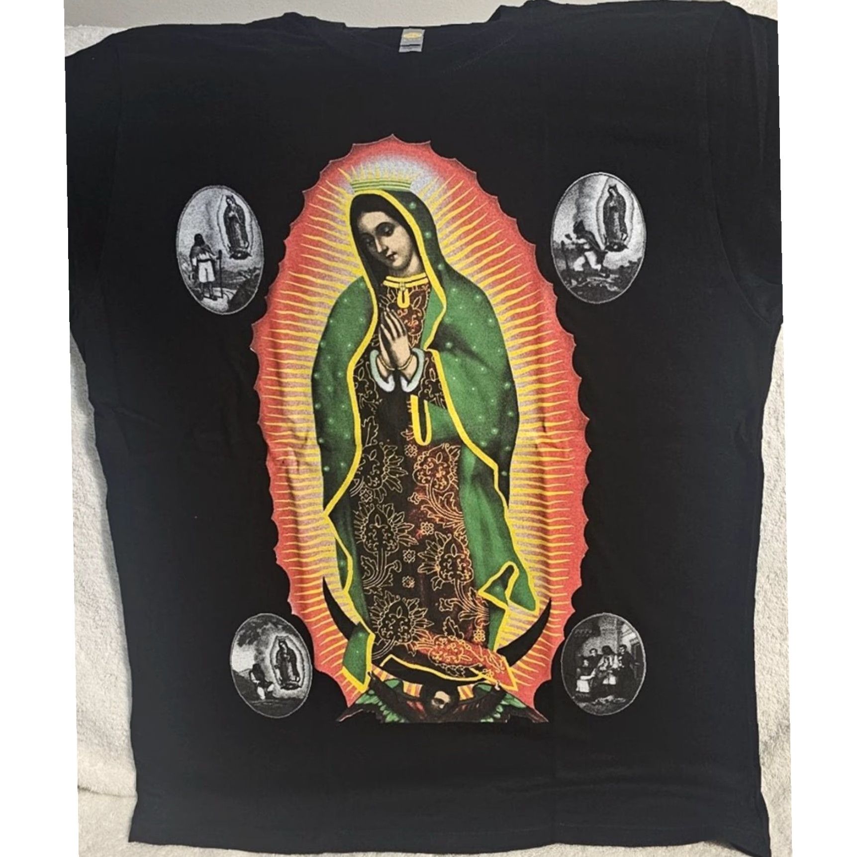 Vintage Guadalupes Virgin Mary Mens Black T Shirt Extra Large XL Size US XL / EU 56 / 4 - 2 Thumbnail