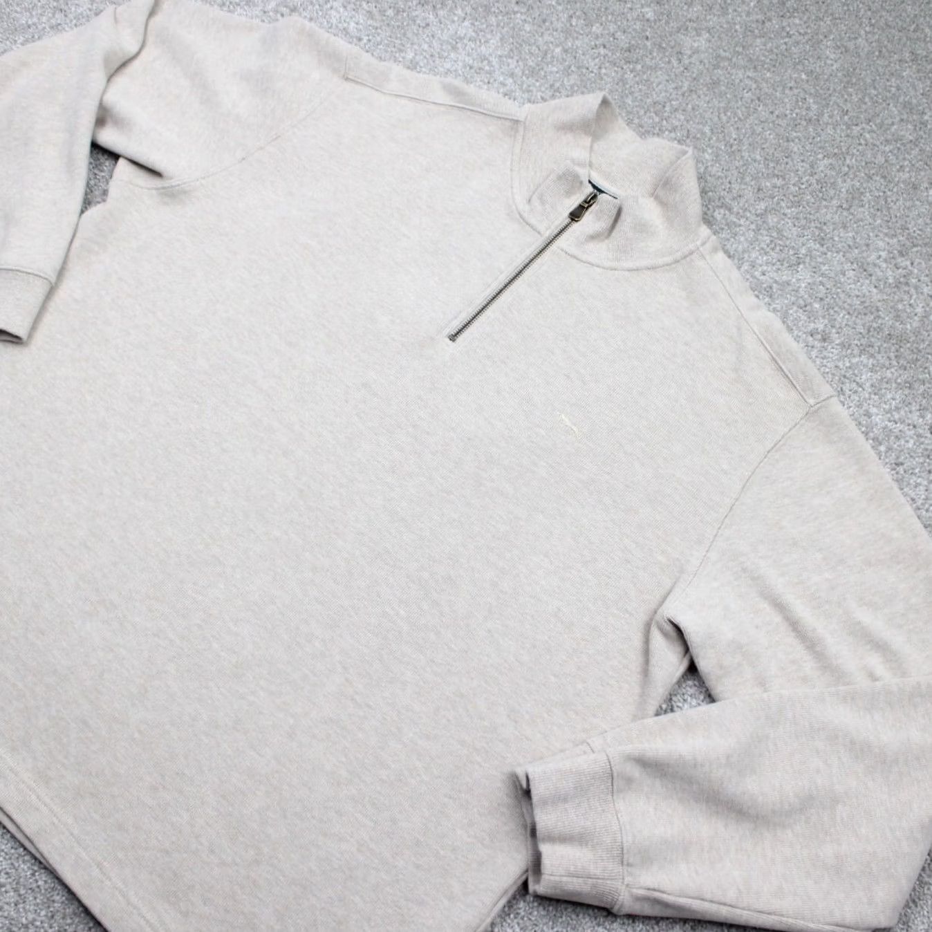 Rodd & Gunn Rodd & Gunn Sweatshirt Mens 3XL Beige 1/4 Zip L/S Pullover Knit Cotton Mock Neck Long Sleeve Solid Logo Zipper Vintage No Size US XXL / EU 58 / 5 - 3 Thumbnail