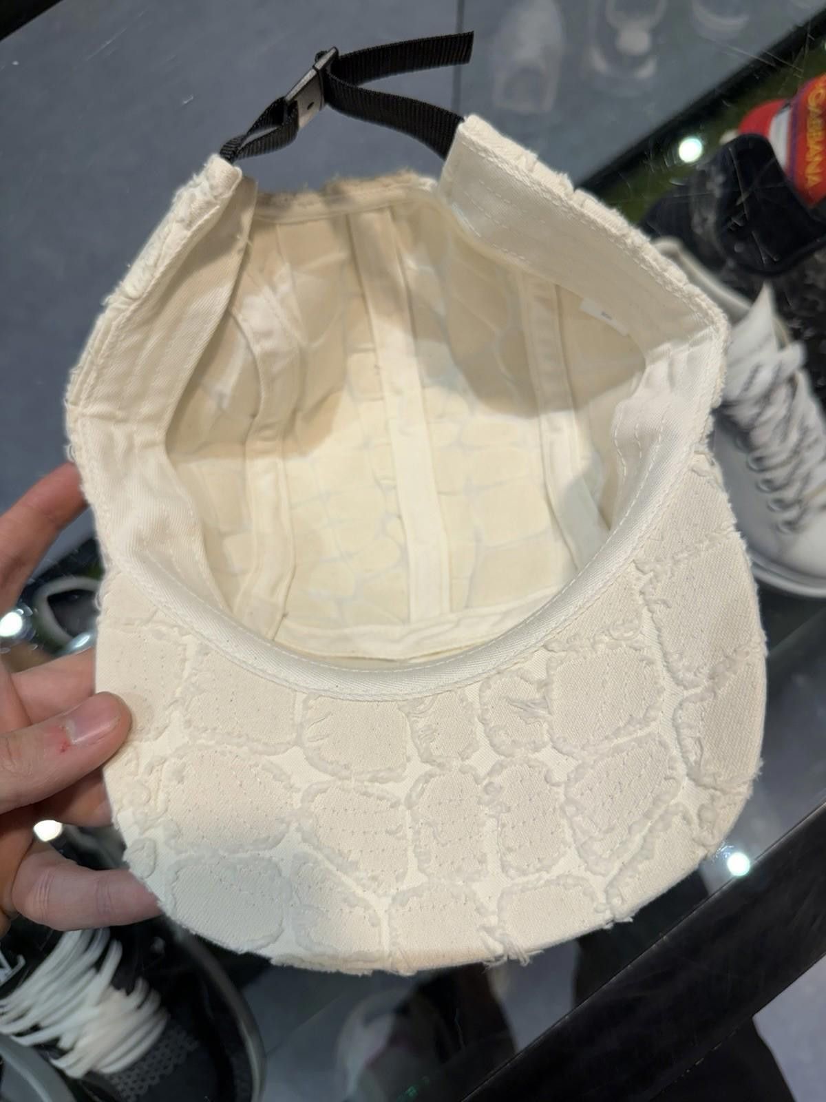 Supreme Supreme Mens Cream Frayed Croc Denim Adjustable Hat Cap NEW Size ONE SIZE - 12 Thumbnail