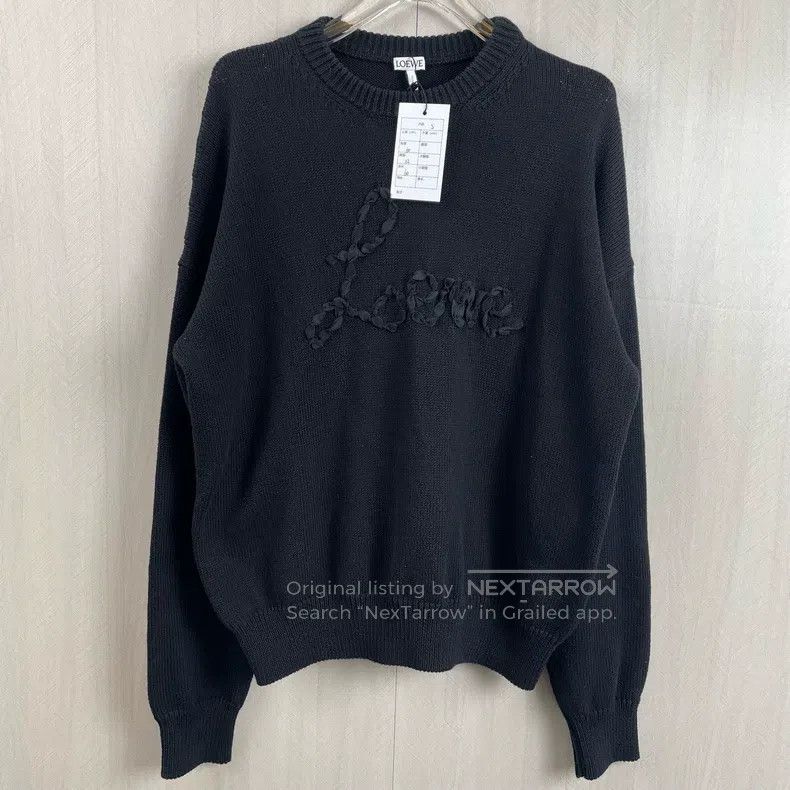 Loewe Loewe Ribbon Embroidered Logo Black Knit Sweater Size S / US 4 / IT 40 - 1 Thumbnail