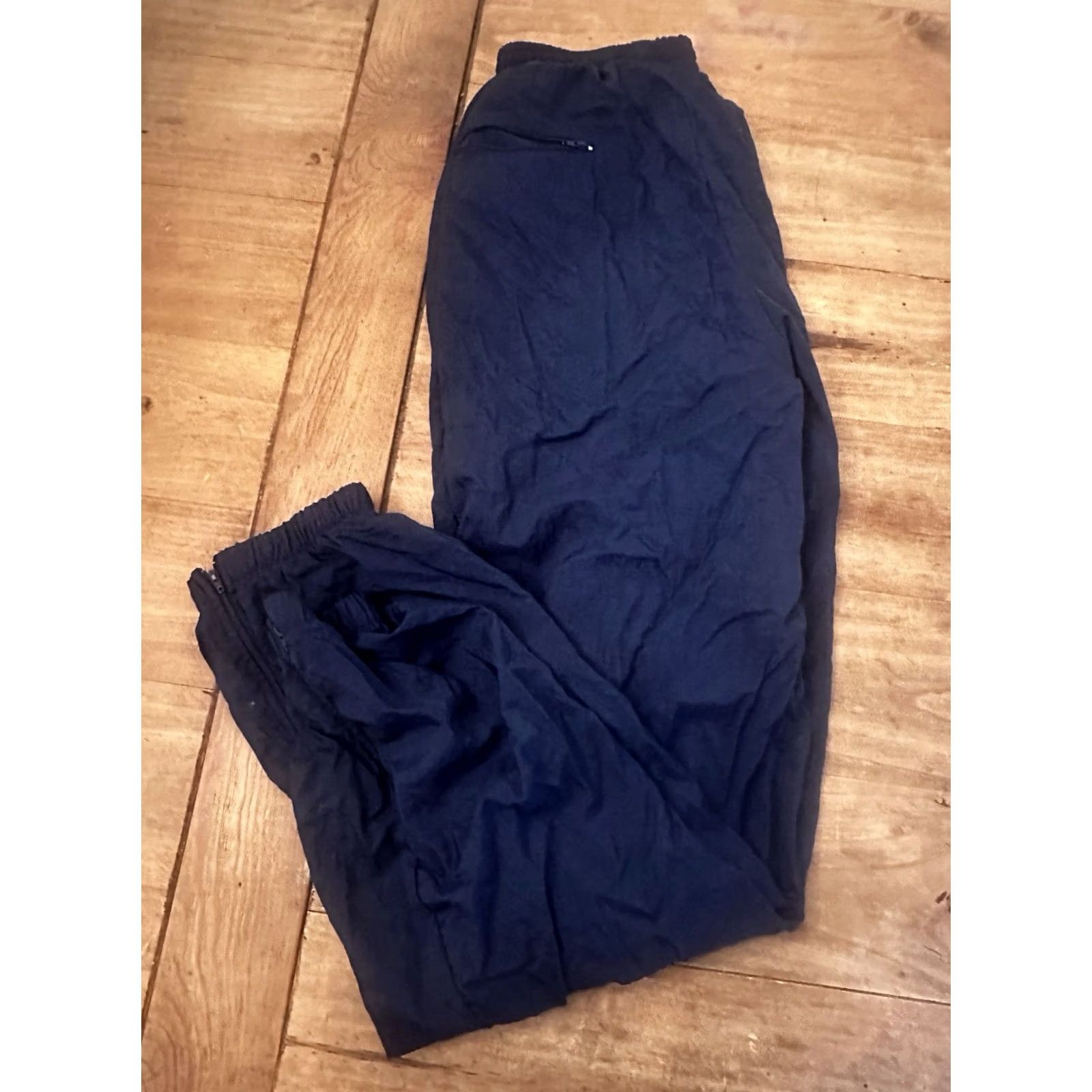 Jockey VINTAGE XL Jockey Windbreaker Pants Navy Blue Elastic Waist Pockets Ankle Zip Unisex Adults Size 40" / US 18 - 2 Thumbnail