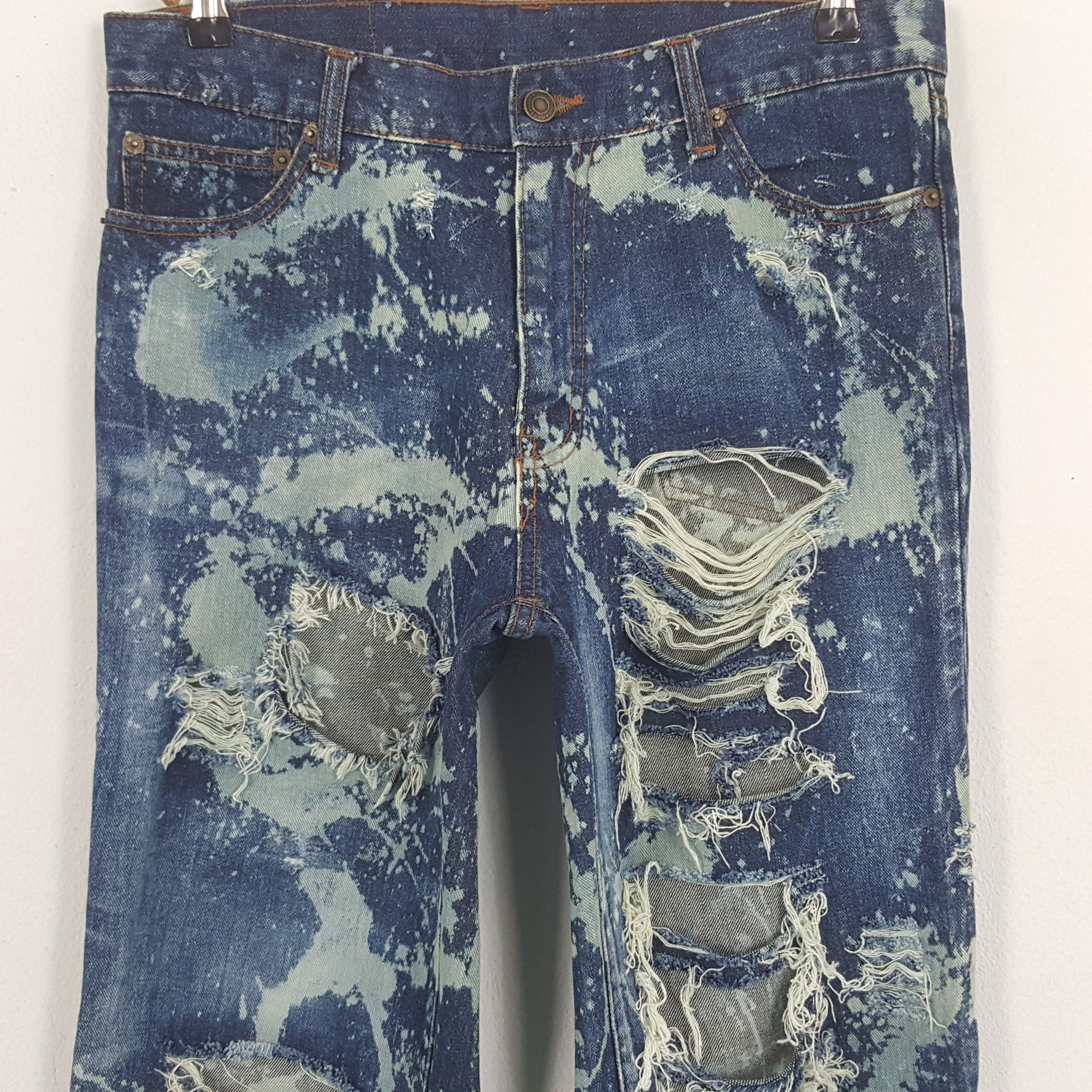 Japanese Brand × Vintage Vintage Denim Exchange Japanese Distressed Paint Art Jeans Size US 32 / EU 48 - 2 Thumbnail