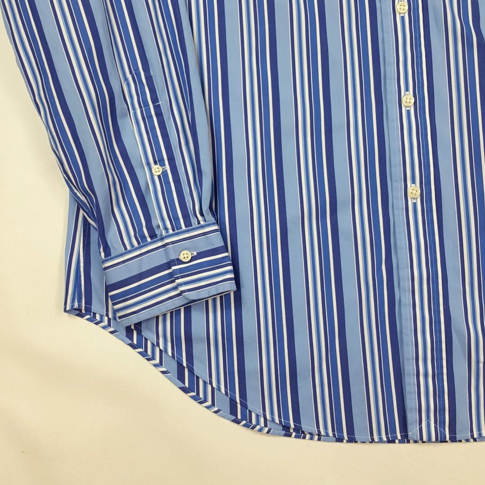 Polo Ralph Lauren VINTAGE Polo Ralph Lauren Blue Striped Button-Up Shirt XL Men’s Collared Long Sleeve Dress Shirt Size 46R - 6 Thumbnail