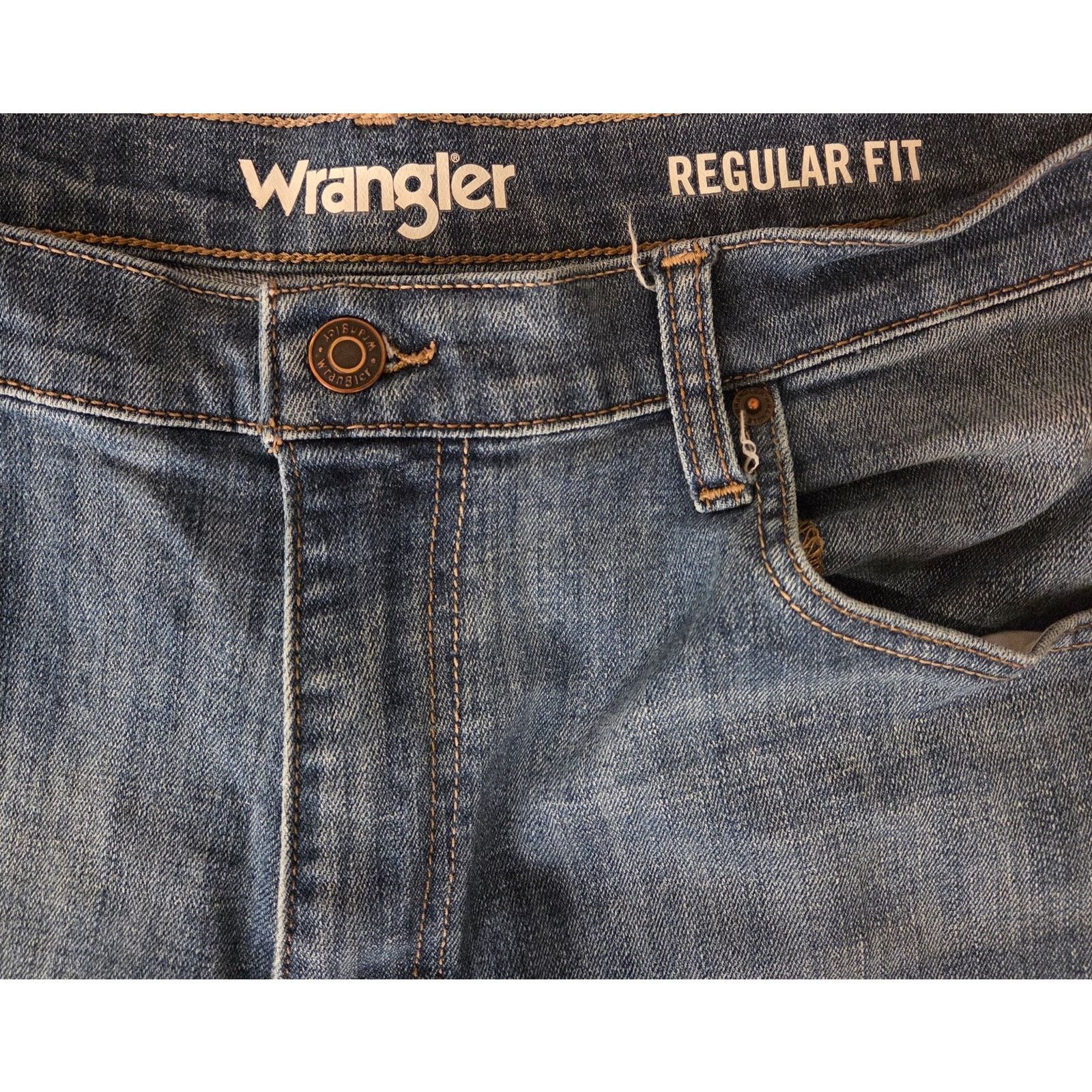 Wrangler Wrangler Mens Regular Fit Acid Wash Blue Denim Jeans 38x30 Size US 38 / EU 54 - 4 Thumbnail