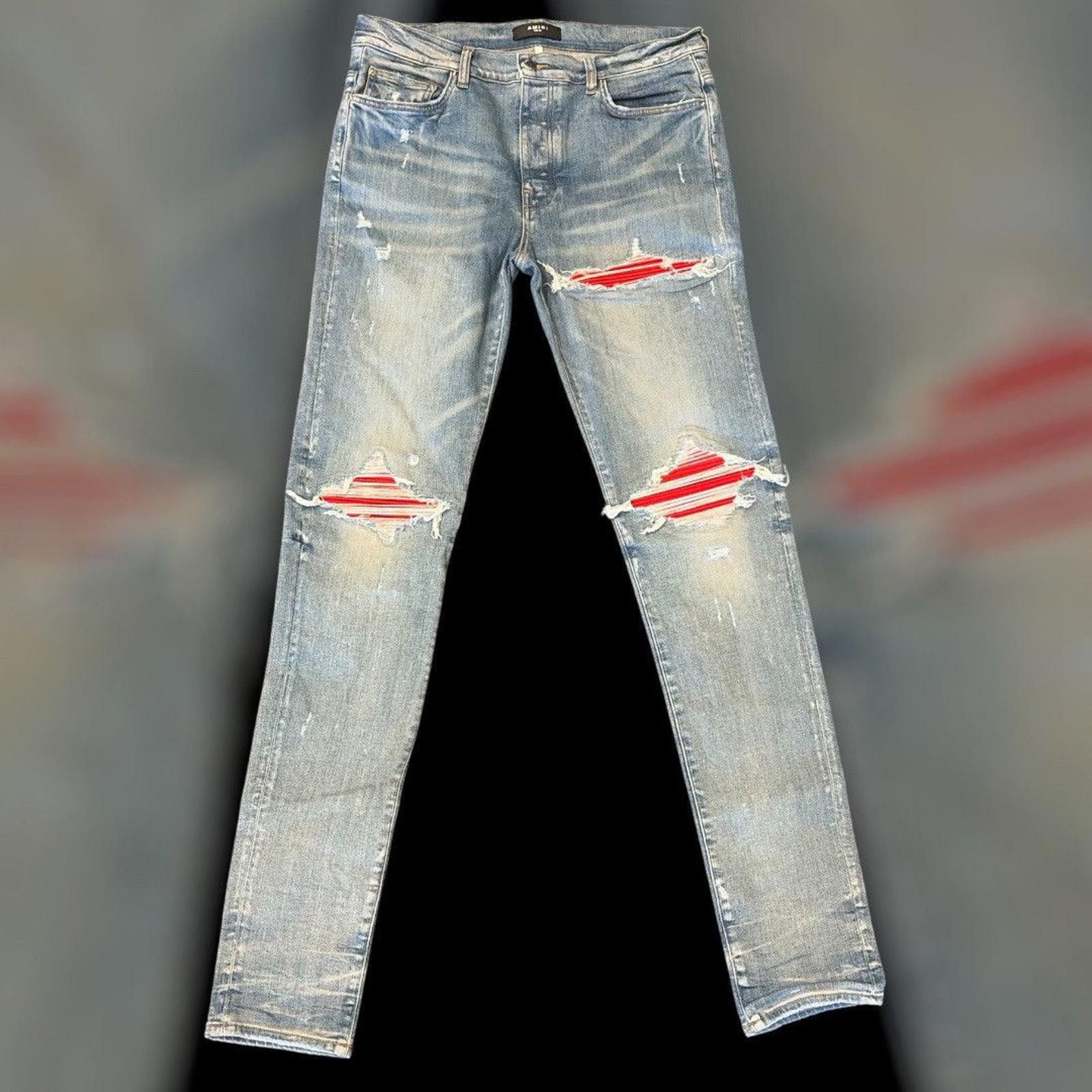 Amiri Amiri MX1 red patch jeans Size US 36 / EU 52 - 1 Thumbnail