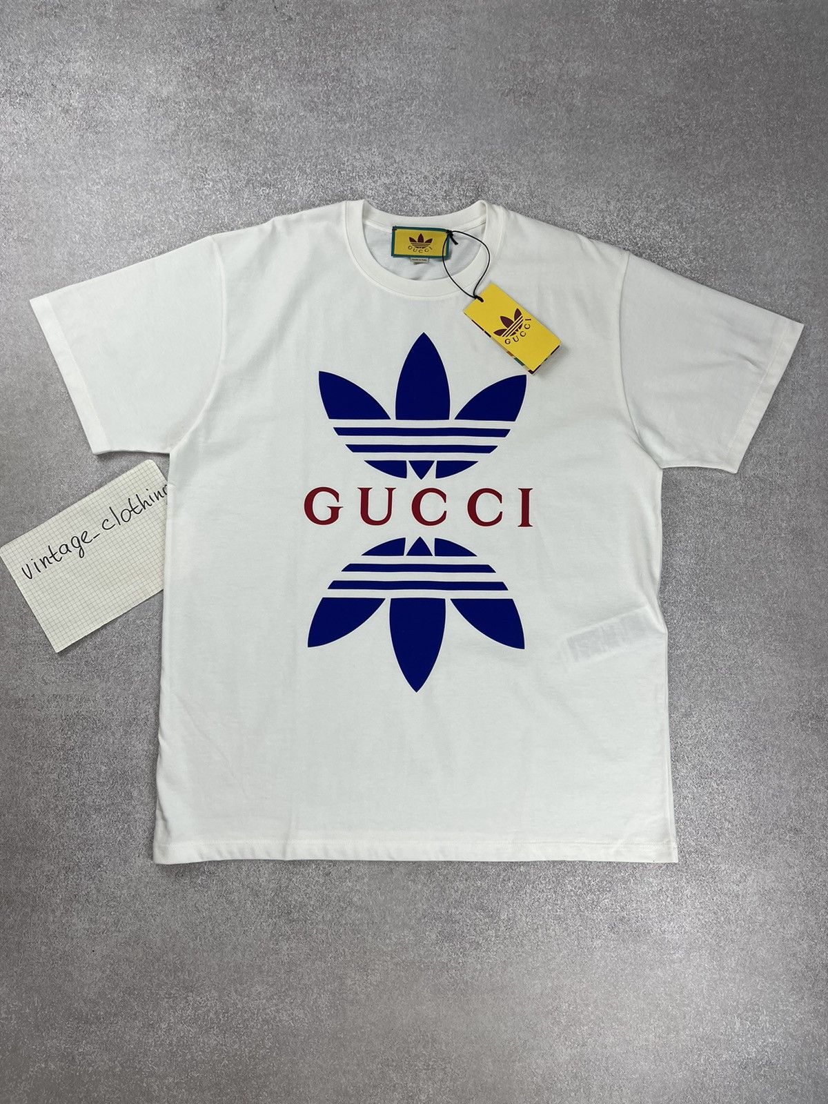 Adidas × Gucci Gucci x Adidas Cotton Jersey T-Shirt White Size US L / EU 52-54 / 3 - 1 Thumbnail