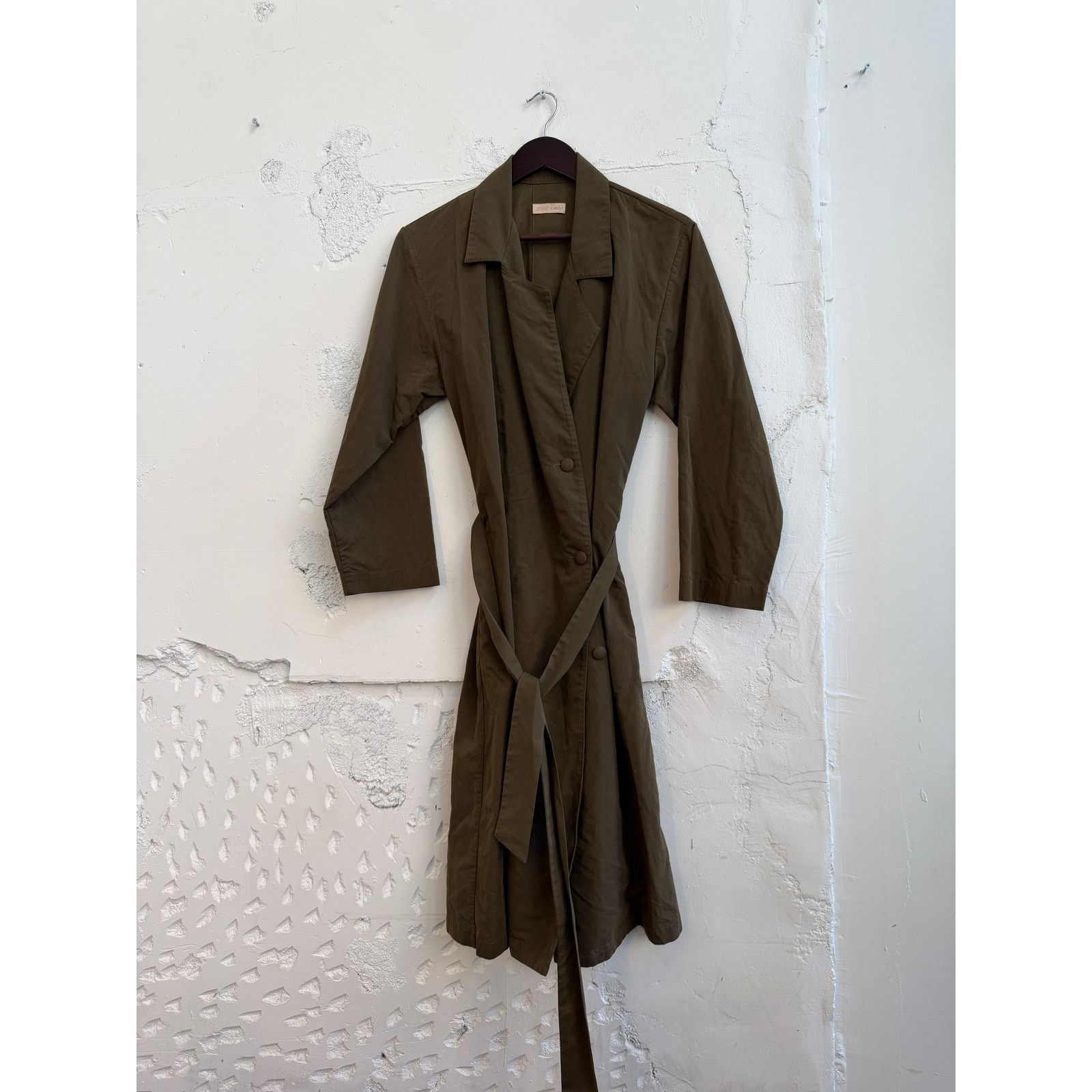 Jesse Kamm Jesse Kamm Olive Green Trench Coat Size ONE SIZE - 1 Thumbnail
