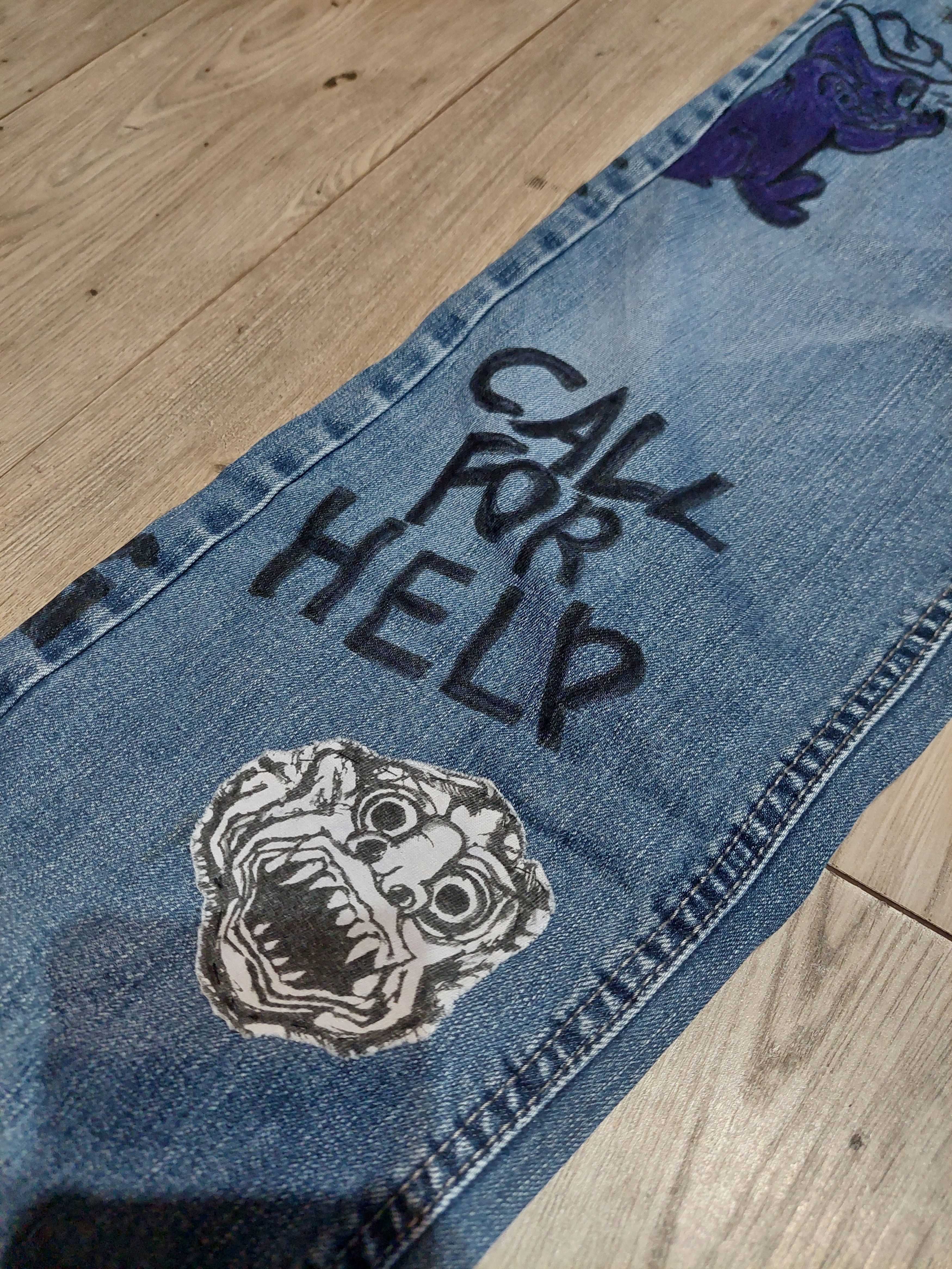 Other custommade jeans baggy lil peep y2k grunge vintage Size US 30 / EU 46 - 4 Thumbnail