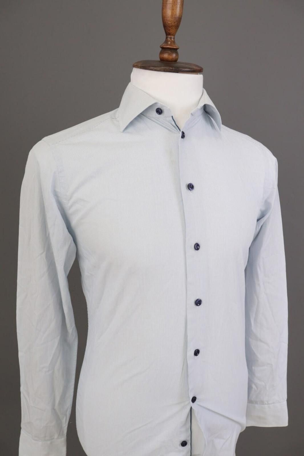 Eton Eton Slim Fit Blue Printed Button Down Shirt Size 38 / 15 Size US M / EU 48-50 / 2 - 6 Thumbnail