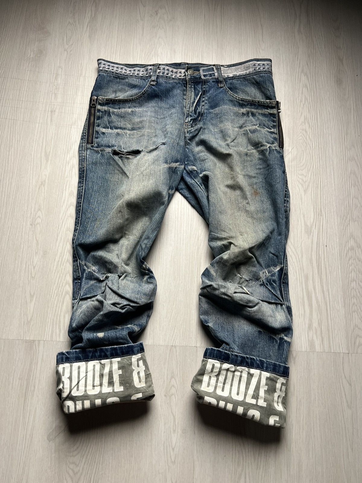 PPFM Spiral Cut PPFM Faded Distressed Jeans Size US 33 - 3 Thumbnail