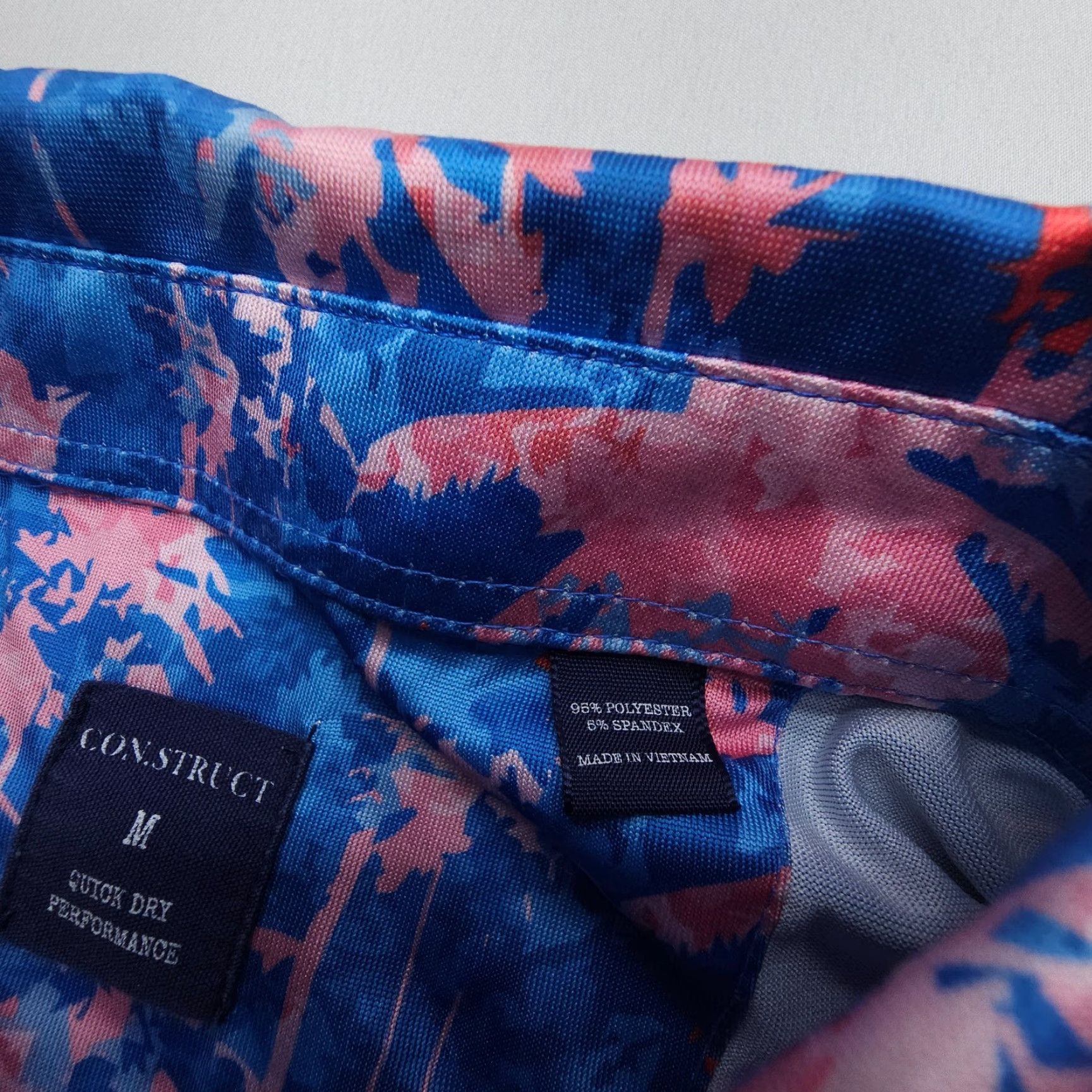 Vintage Con.Struct Quick Dry Performance Polo Mens Medium Tropical Print Stretch Golf Size US M / EU 48-50 / 2 - 7 Thumbnail