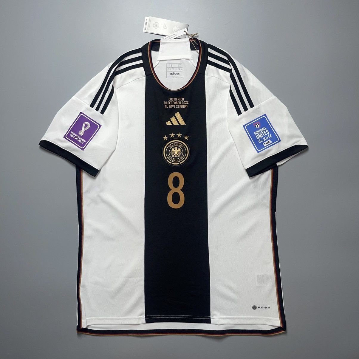 Adidas GERMANY ADIDAS 2022 WORLD CUP SOCCER HOME JERSEY #8 GORETZKA Size US L / EU 52-54 / 3 - 2 Thumbnail