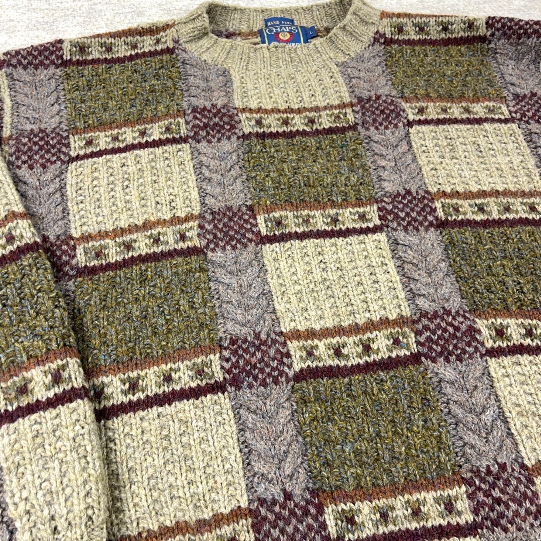 Chaps VINTAGE Chaps Ralph Lauren Sweater Men Large Wool Crew Neck Green 90s Preppy Logo Pullover General Mens Size US L / EU 52-54 / 3 - 4 Thumbnail