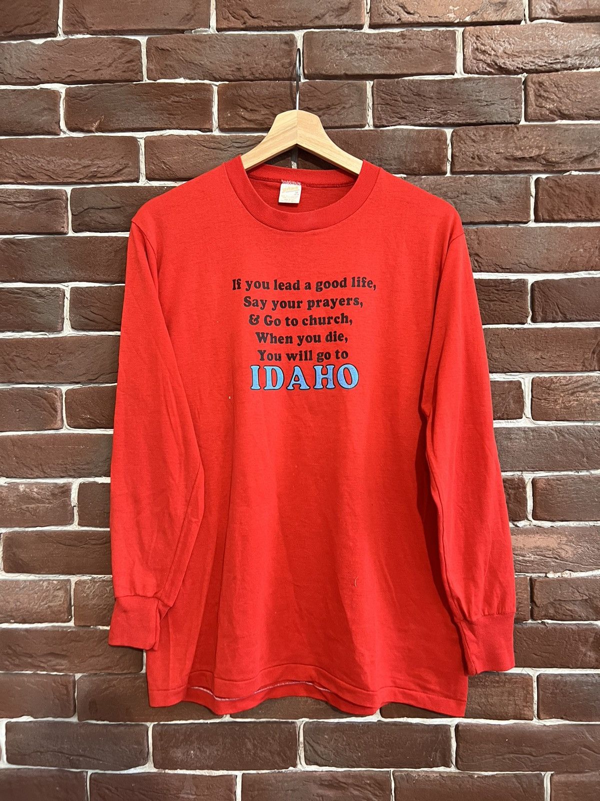 Vintage Vintage 80s Idaho State Funny Humor Logo Tshirt Red Medium Size US M / EU 48-50 / 2 - 1 Thumbnail