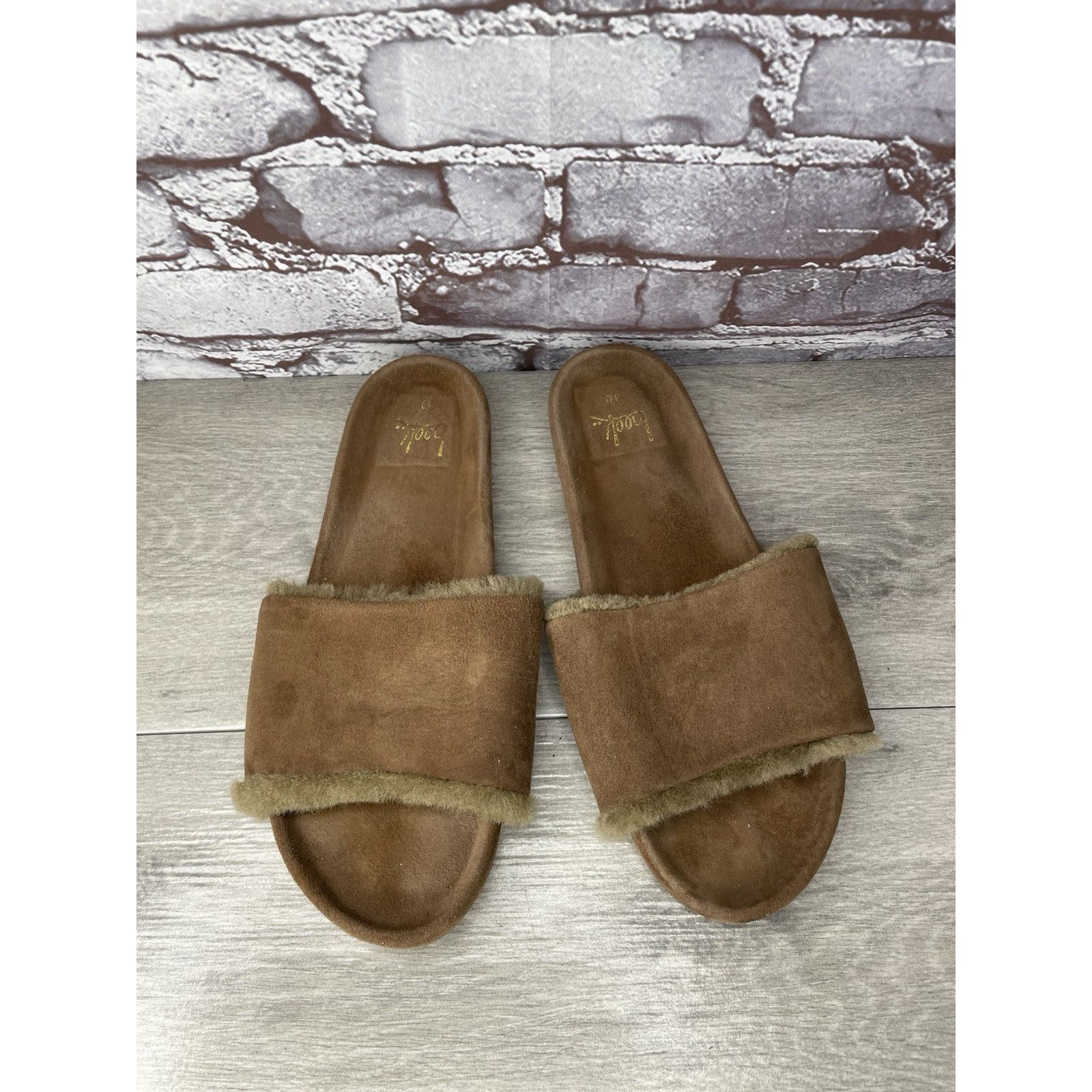 beek Beek Brown Sherpa Lining Brown Suede Leather Slides Sandals Size US 10 / IT 40 - 2 Thumbnail