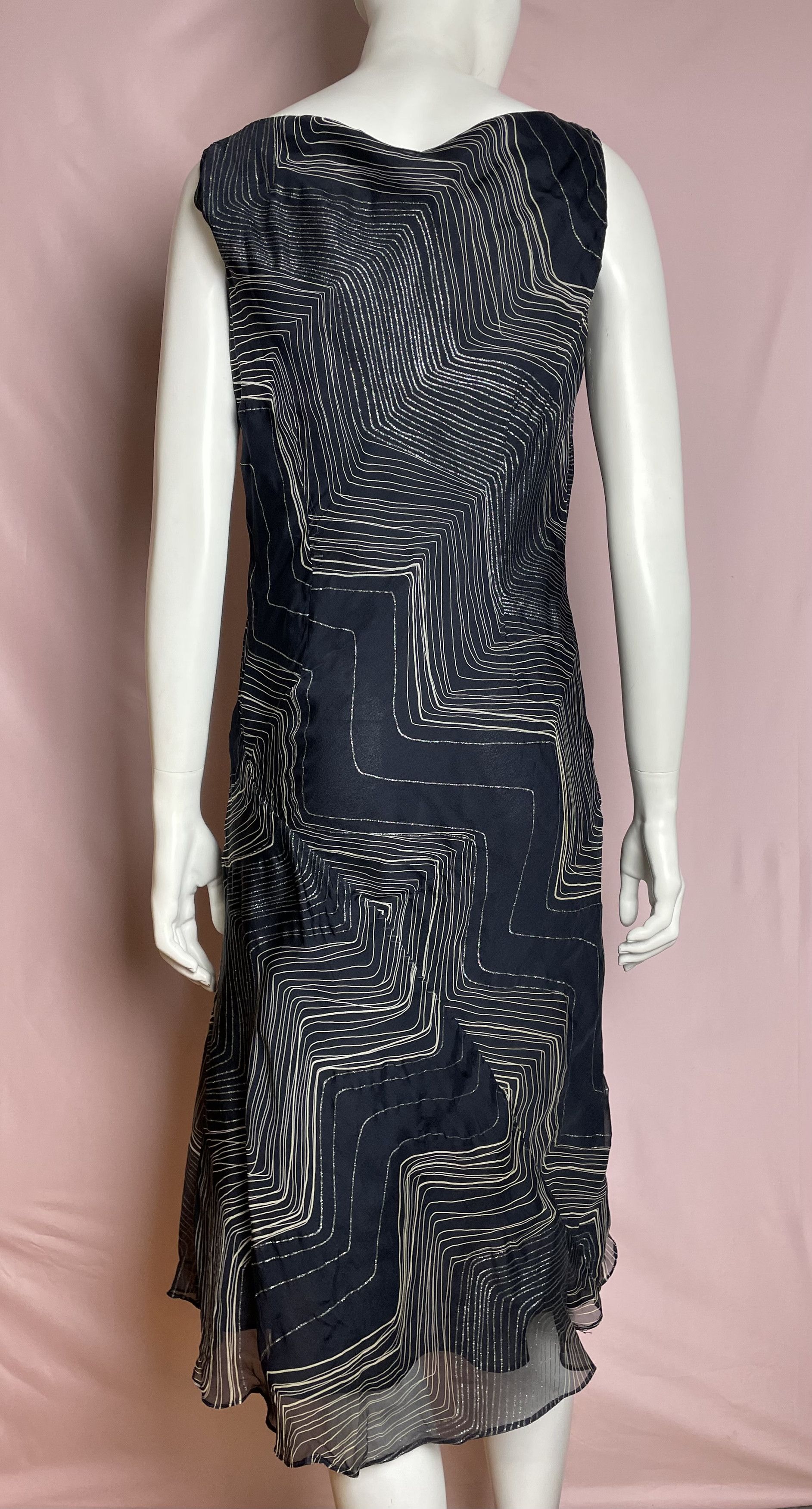 Other Ronit Zilkha London Silk Dress Sleeveless Abstract UK 14 Size L / US 10 / IT 46 - 3 Thumbnail